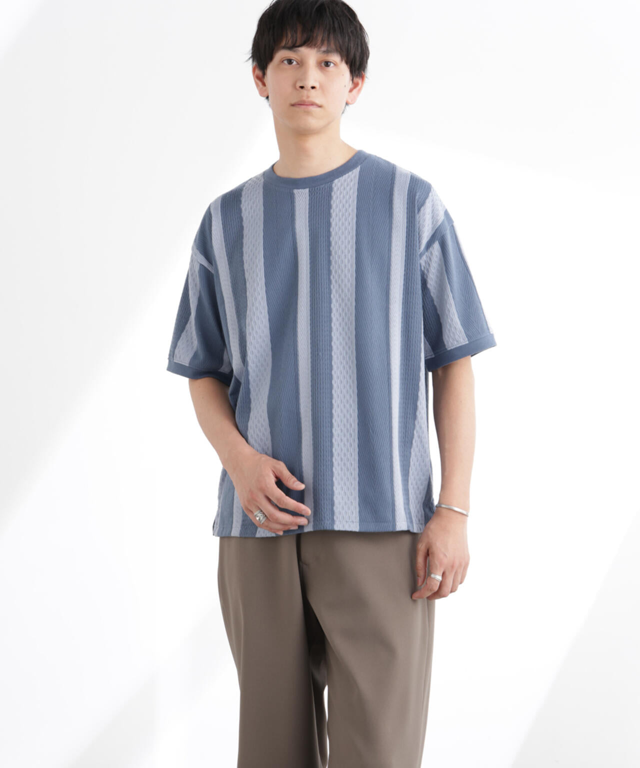 ストライプジャガードTシャツ 半袖 6725124221