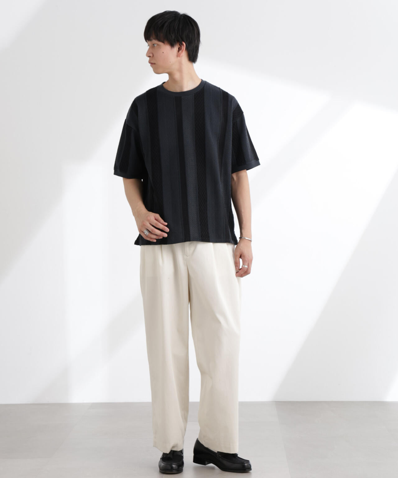 ストライプジャガードTシャツ 半袖 6725124221