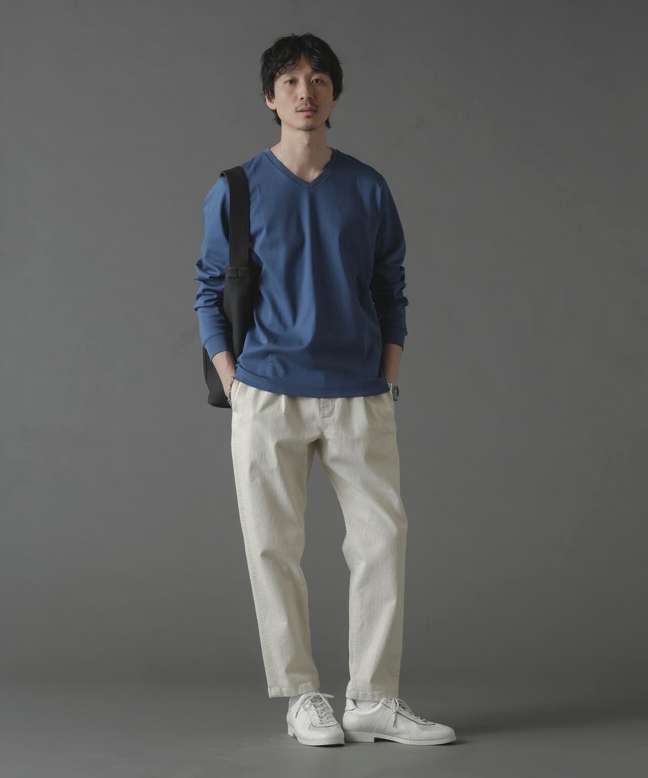 アンチスメルVネックTシャツ 長袖 6724123214