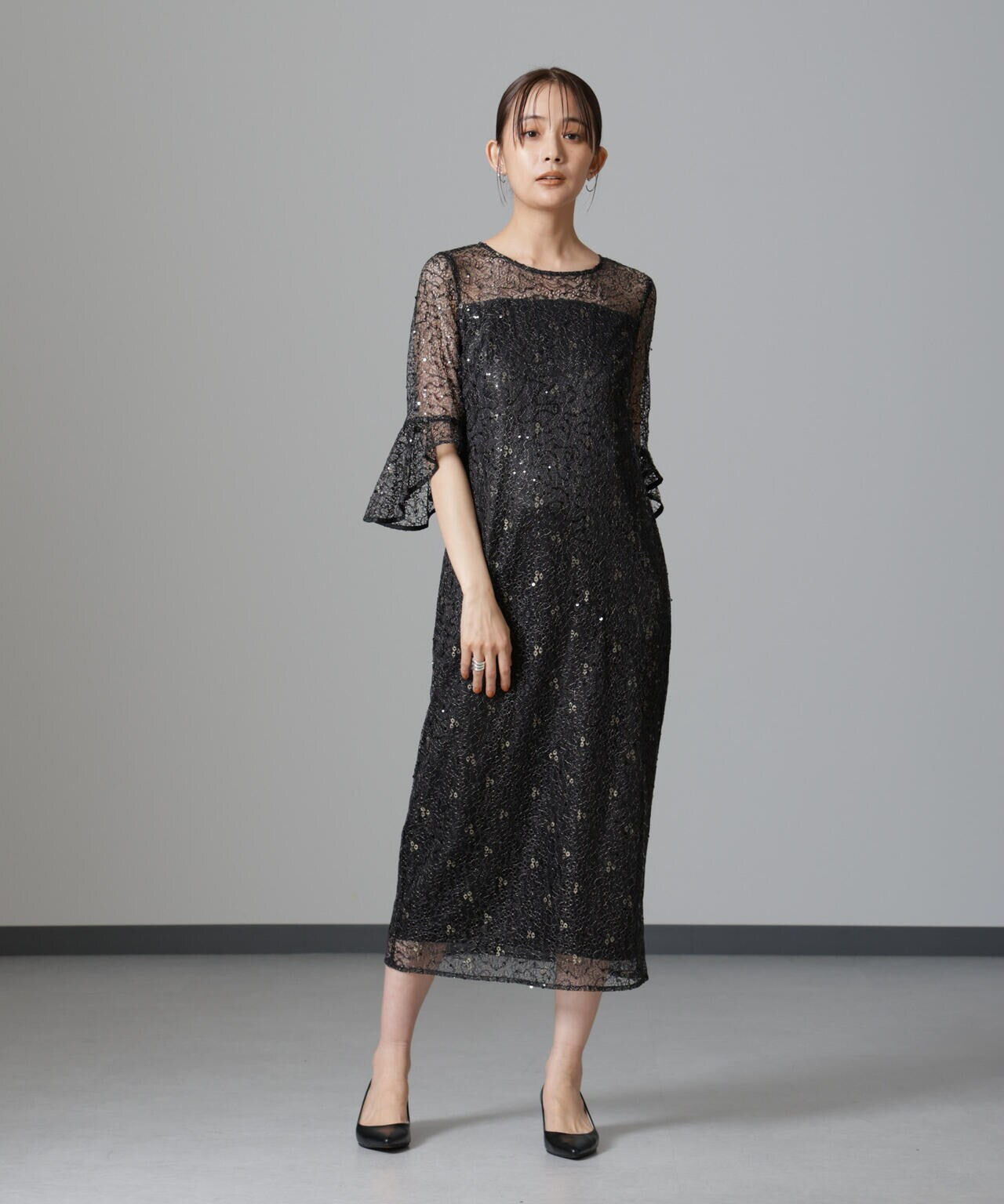 troisiemechaco/SPANGLE LACE ワンピース 6714219027