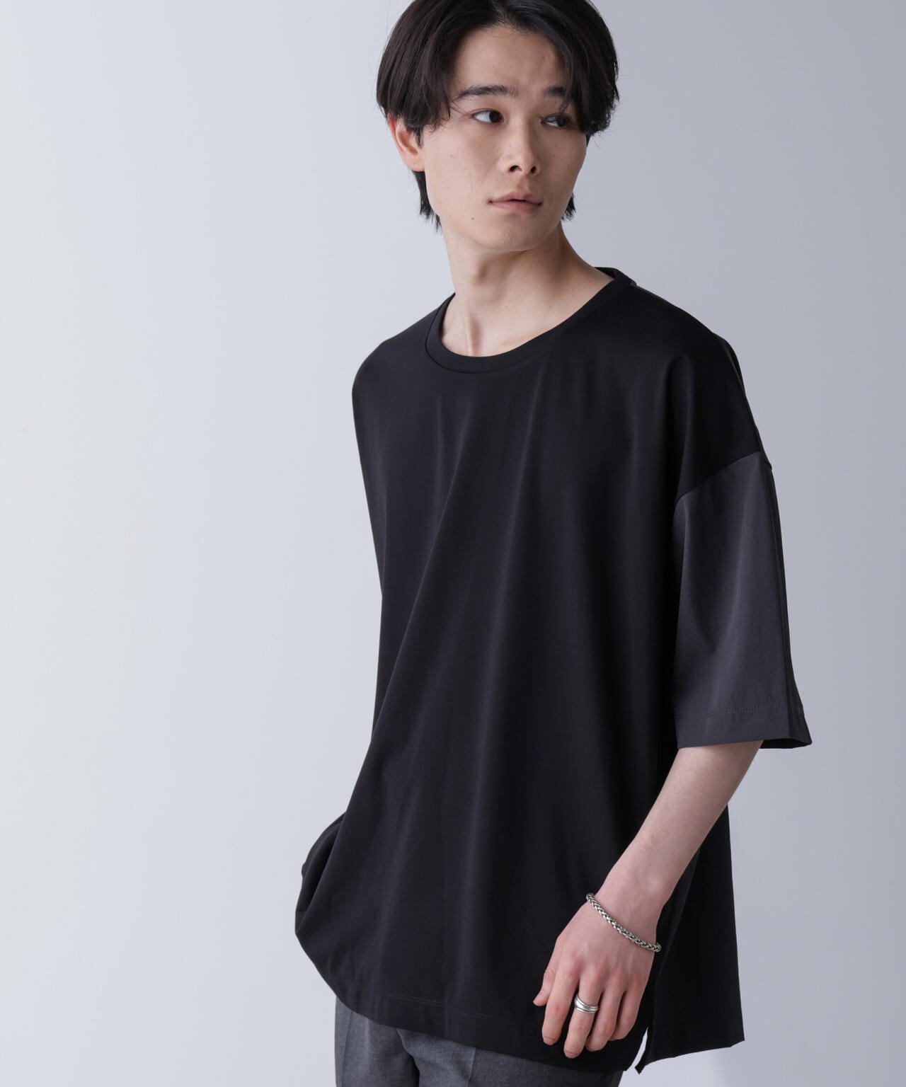 WEB限定/袖切り替えビッグTシャツ 半袖 6724224211
