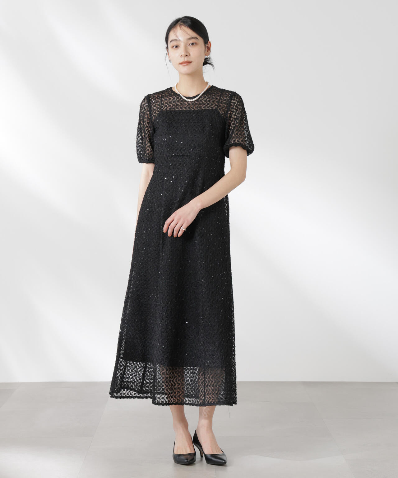 kaene/スパンコールレースドレス 6715119065