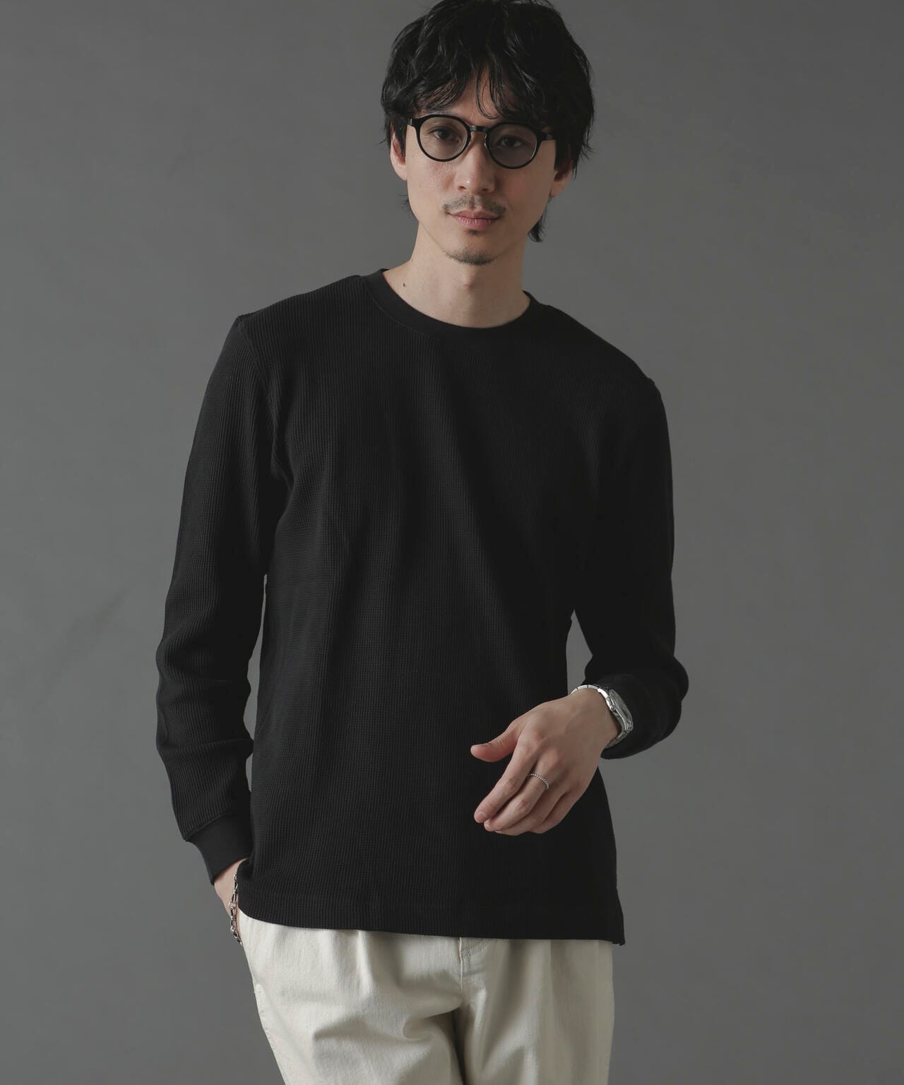 アンチスメルワッフルTシャツ 長袖 6724123212