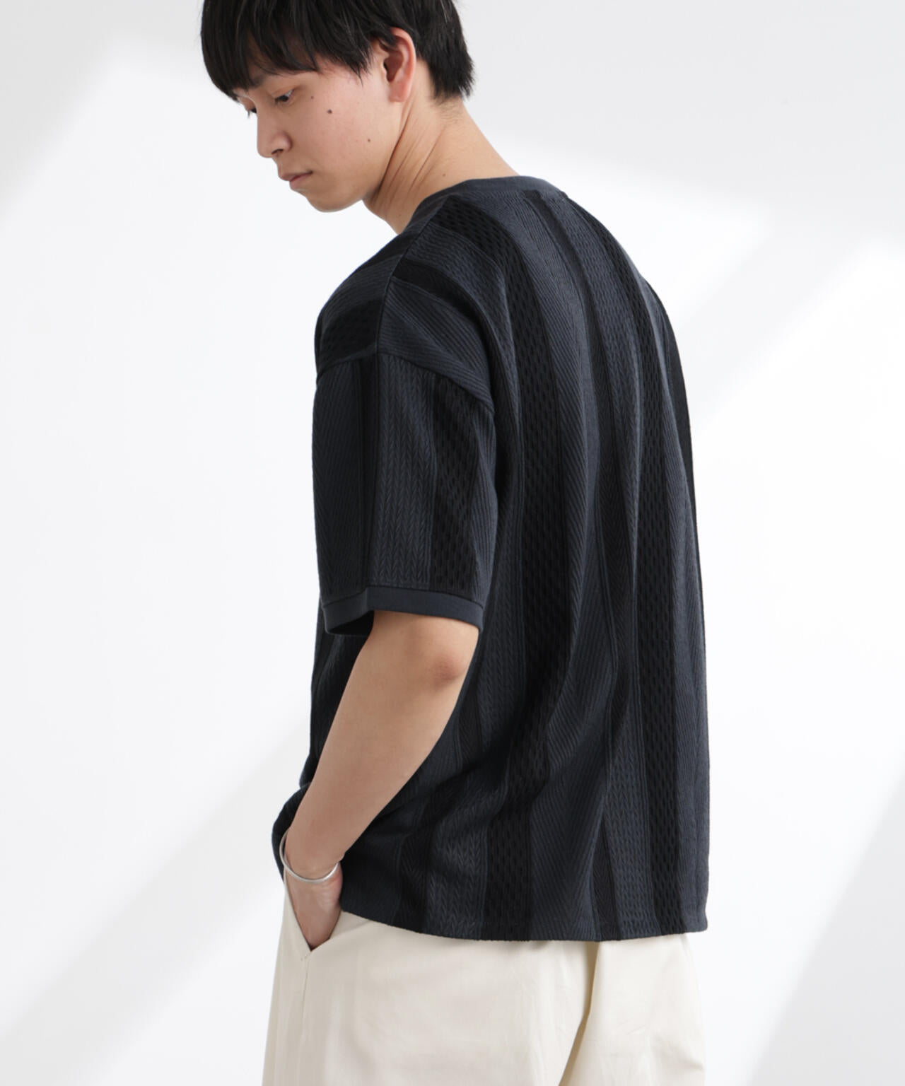 ストライプジャガードTシャツ 半袖 6725124221