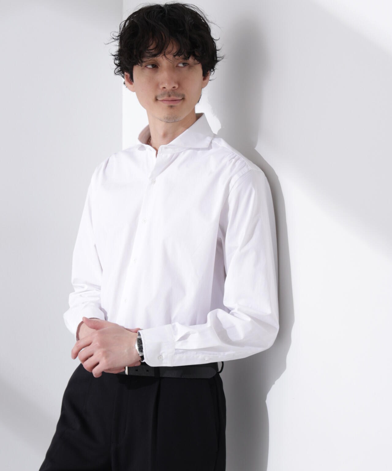 「N shirt」Anti Soaked(R) 汗染み防止ホリゾンタルカラーシャツ長袖 6685120202