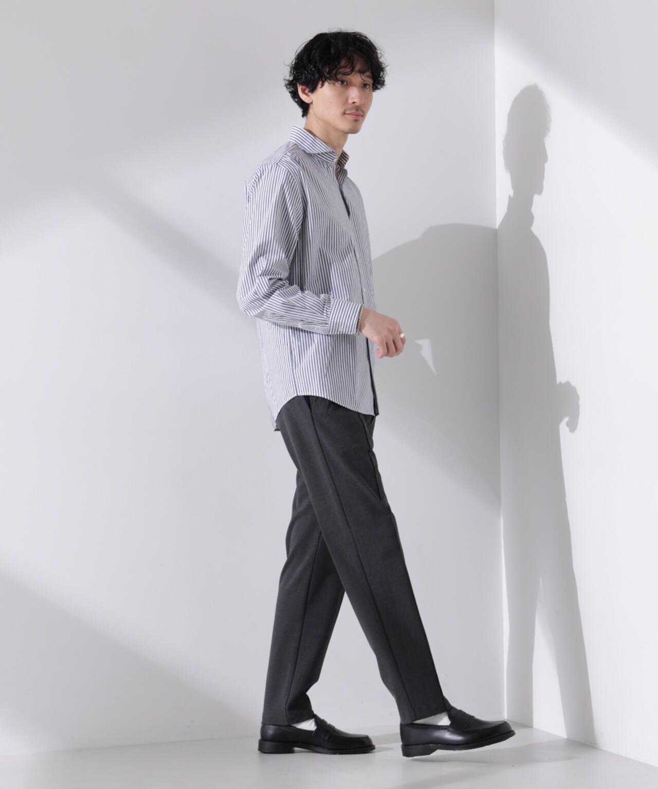 「N shirt」Anti Soaked(R) 汗染み防止ホリゾンタルカラーシャツ長袖 6685120202