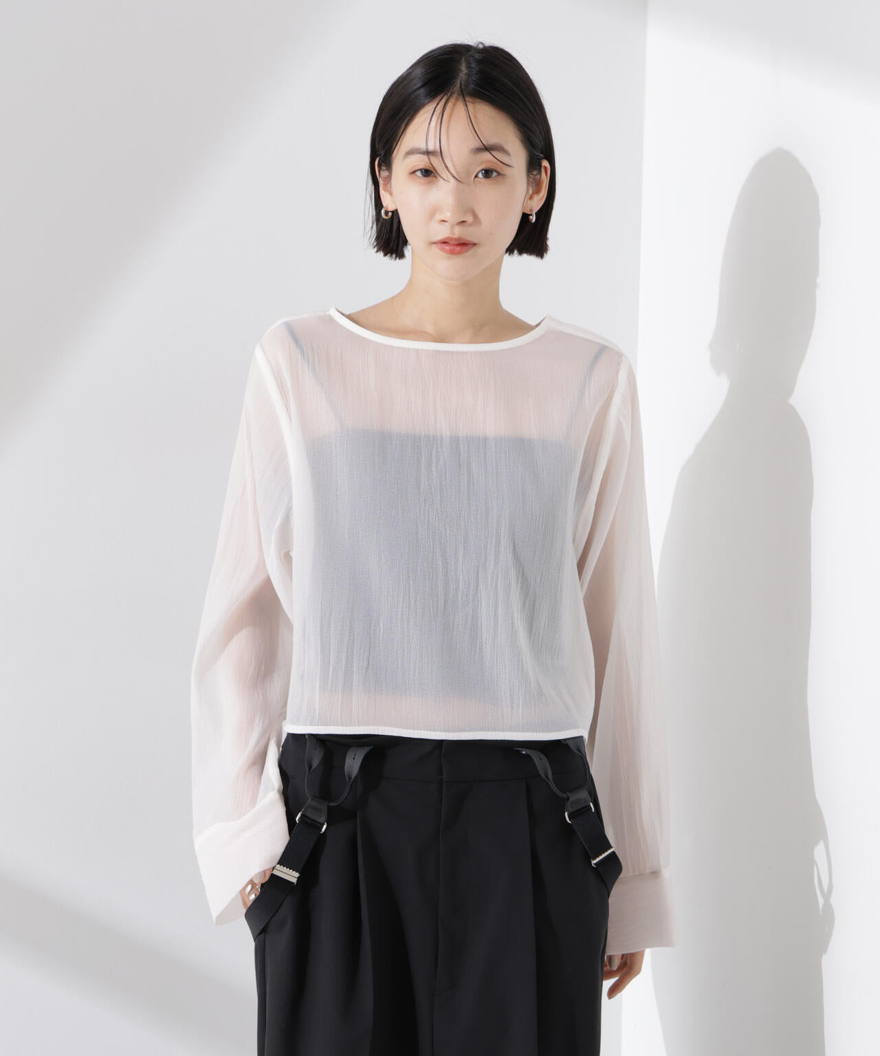 前後2Wayゴールド釦クロップドワイドシャツ 6735120314