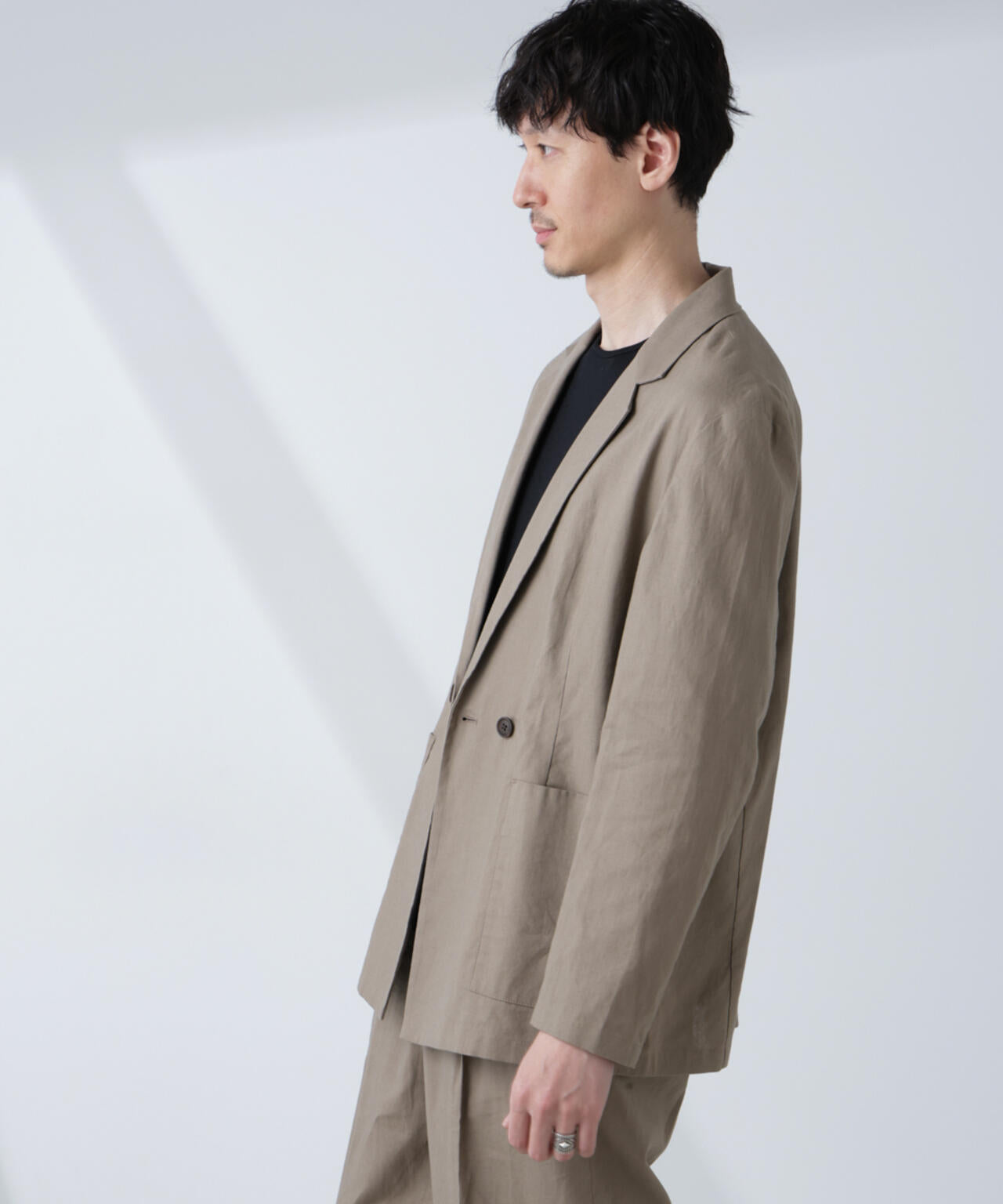 「BELGIUM LINEN FABRICS」リネンコットンダブルジャケット(セットアップ可) 6685116205