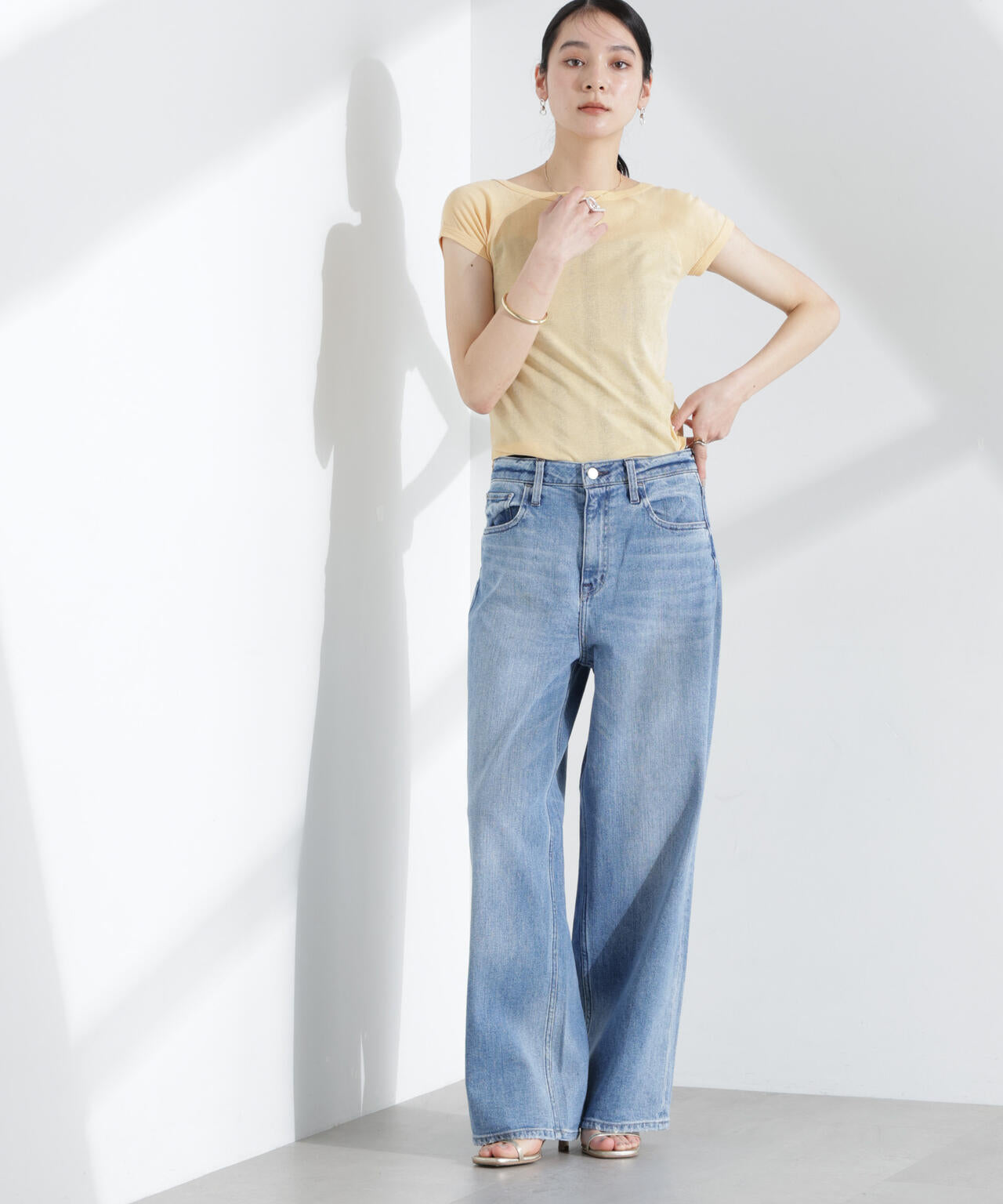 Healthy DENIM/Pink Pepper ワイドストレートデニム 6715127041