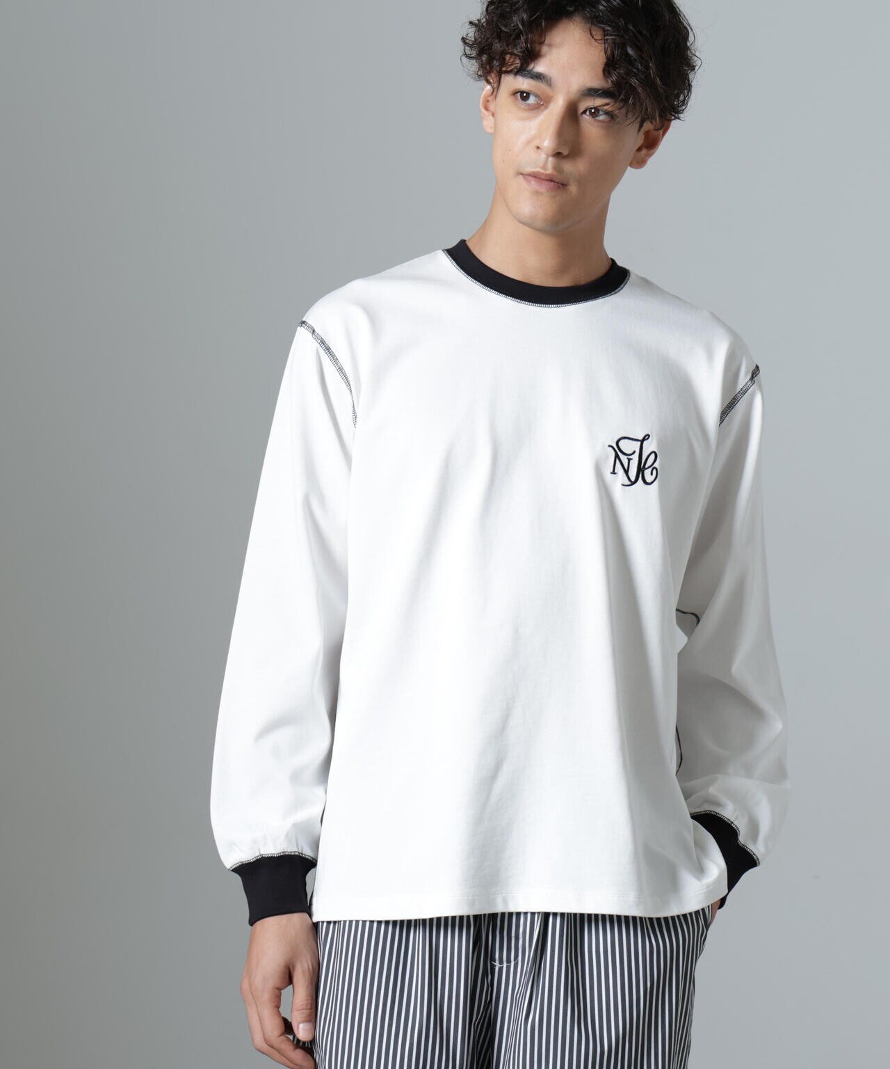 「NJ/CLUB」PARKSTOCK ロゴ刺繍ロングスリーブTシャツ 6684223229