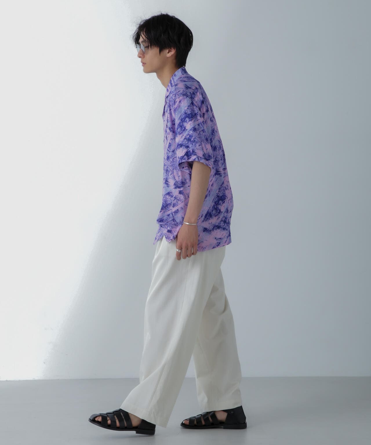 White Mountaineering/JUNGLE PATTERN OPEN COLLAR S/S 6704121016