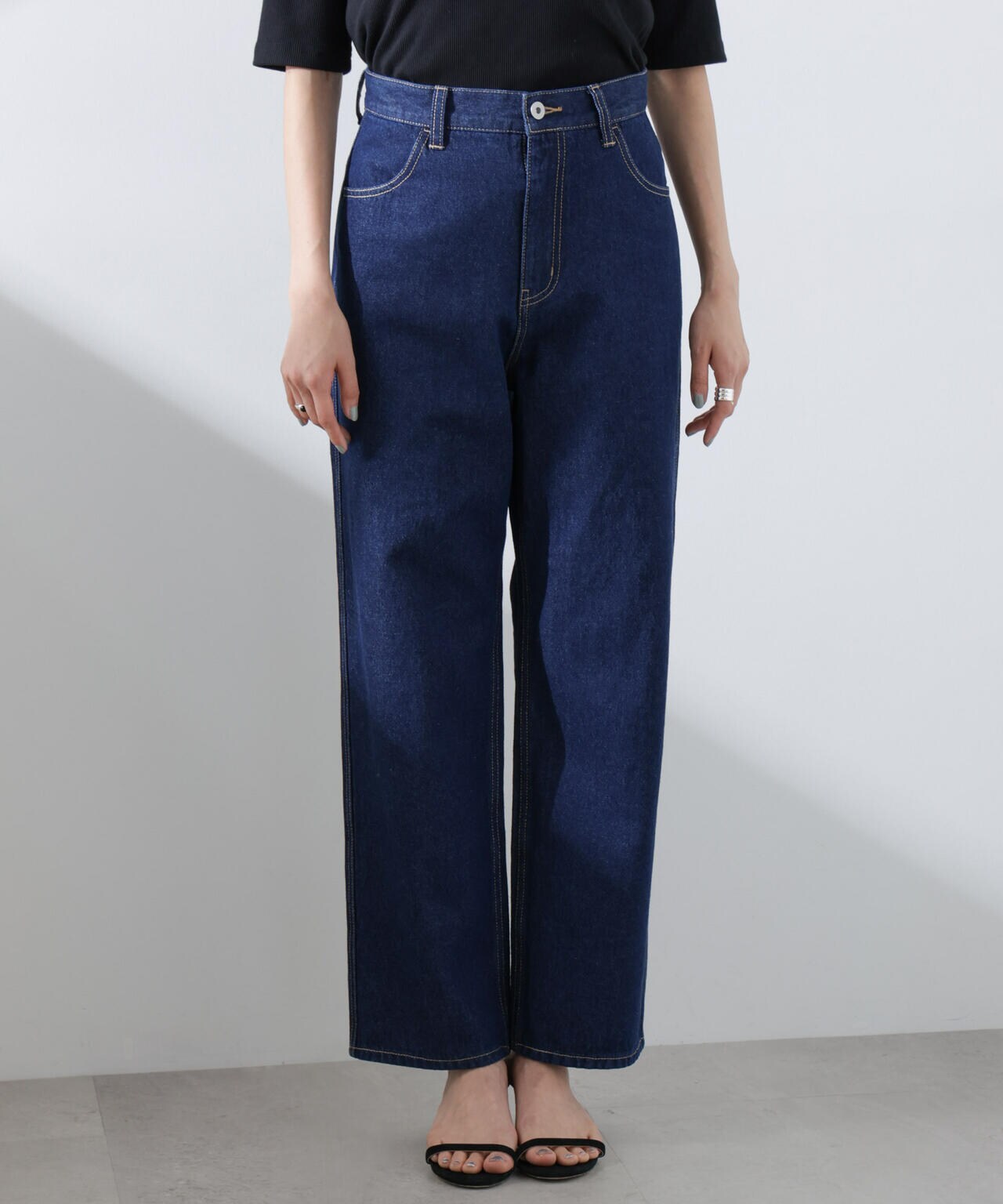 テーパードストレートデニムパンツ(セットアップ可) 6735127308