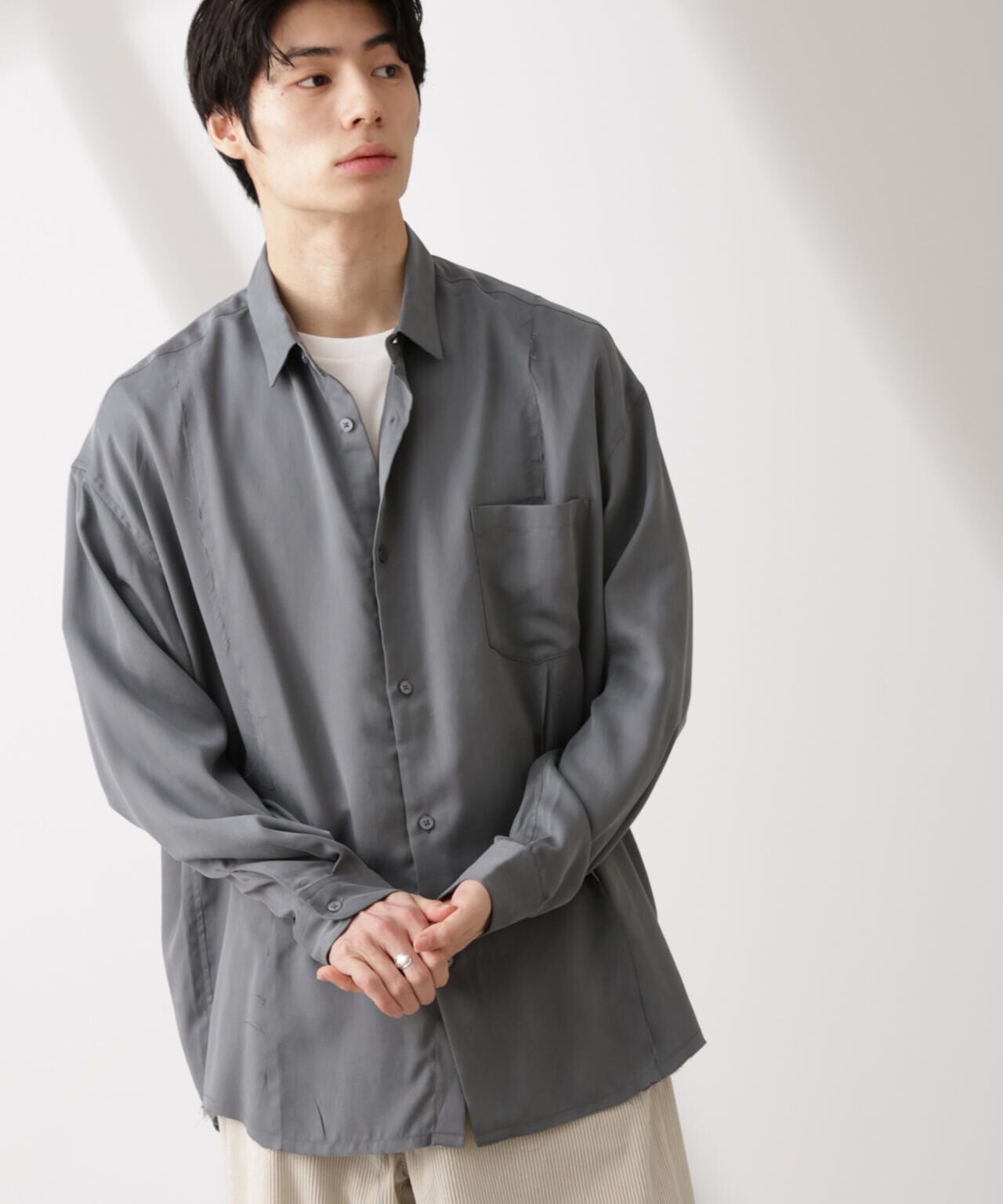 カットオフワイドドレープシャツ 長袖 6725120211