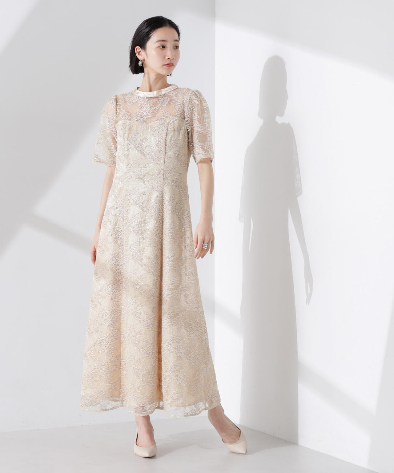 kaene/シャイニーエンブロイダリーレースドレス 6715119060
