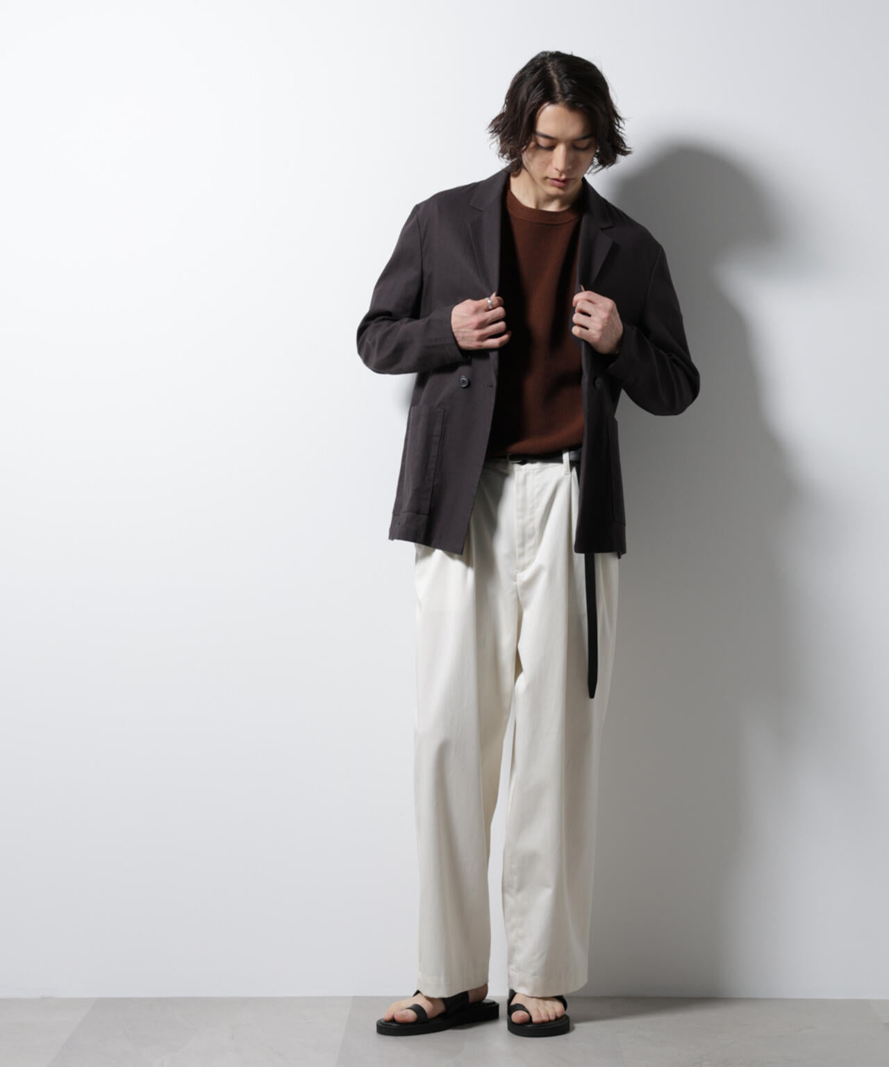 「BELGIUM LINEN FABRICS」リネンコットンダブルジャケット(セットアップ可) 6685116205