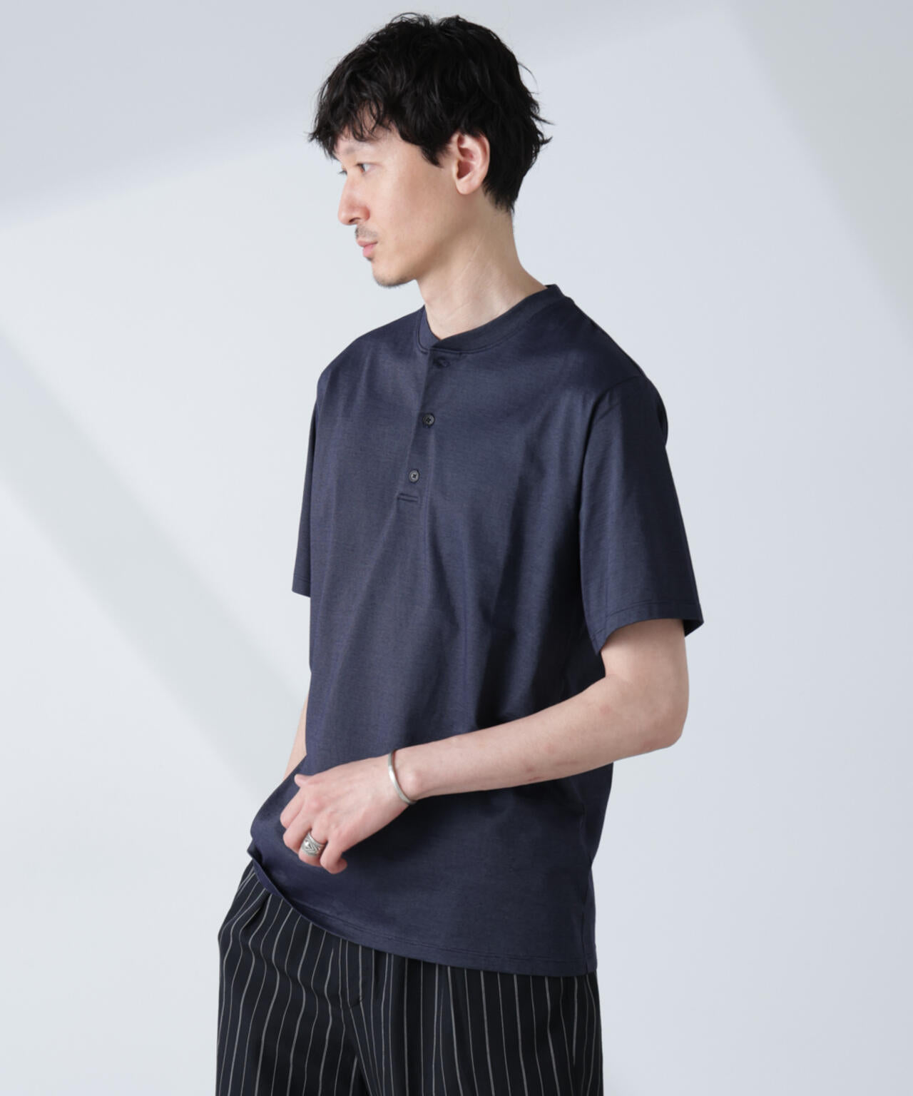 ソラーロライトストレッチヘンリーネックTシャツ(セットアップ可) 6685124237