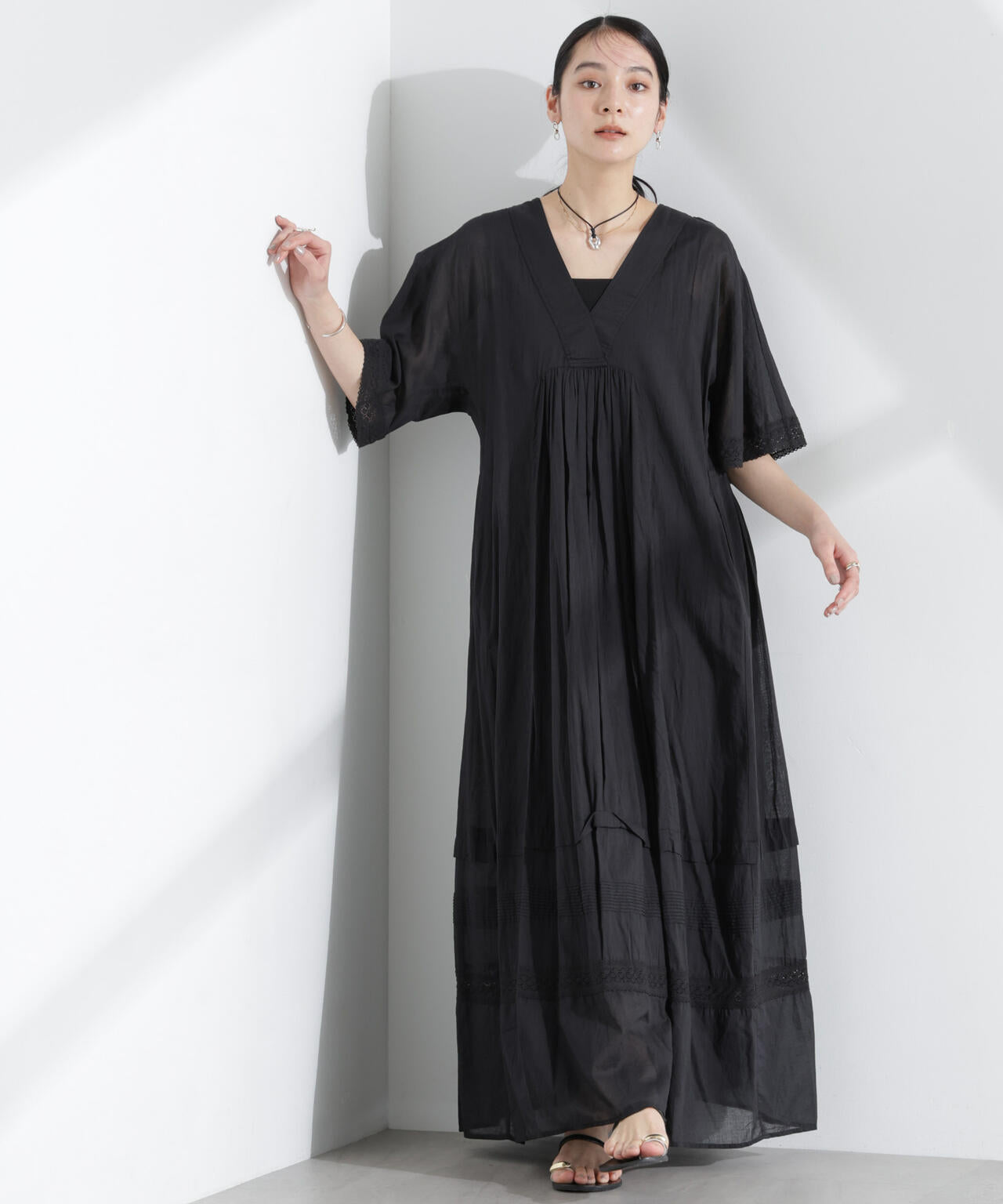Sara mallika/COTTON VOILE LACE PINTUCKDRESS 6715119053