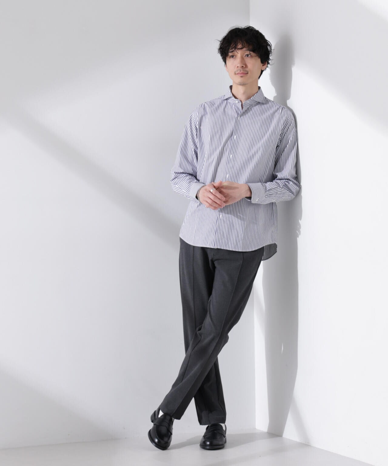 「N shirt」Anti Soaked(R) 汗染み防止ホリゾンタルカラーシャツ長袖 6685120202