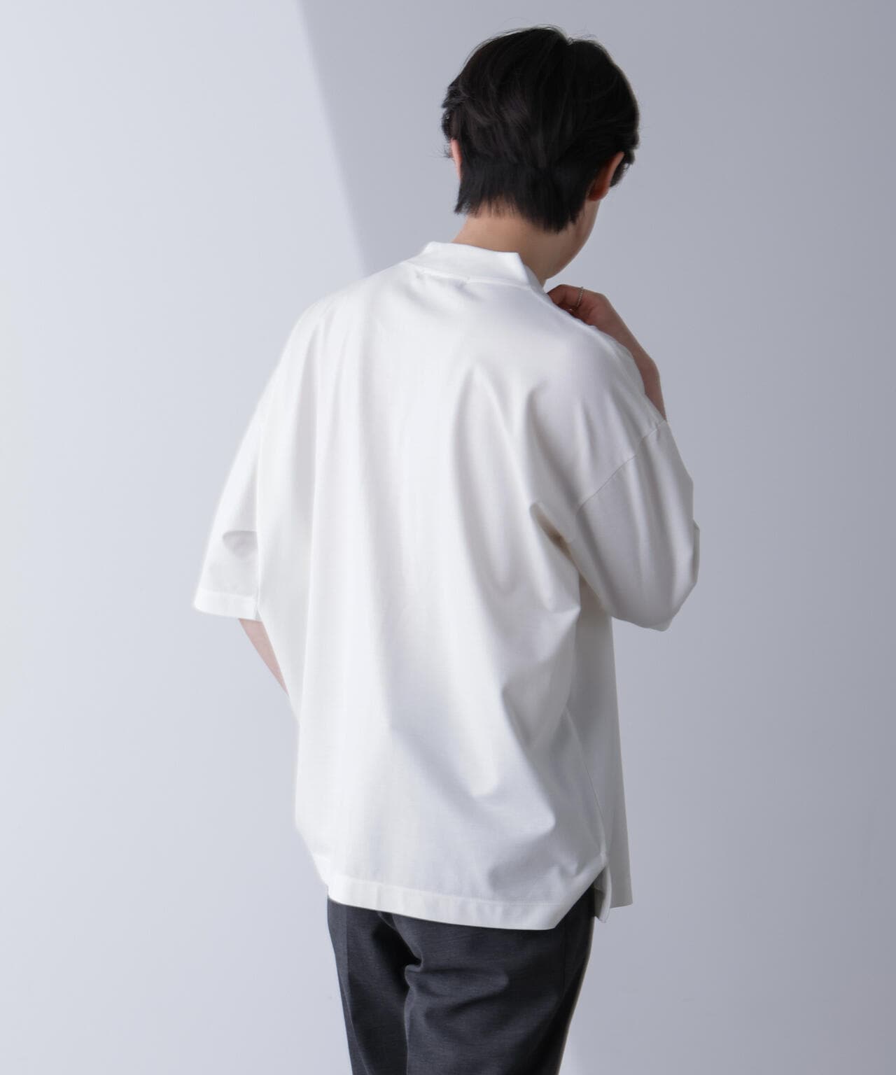 WEB限定/モックネックワイドシルエットTシャツ 半袖 6724224219