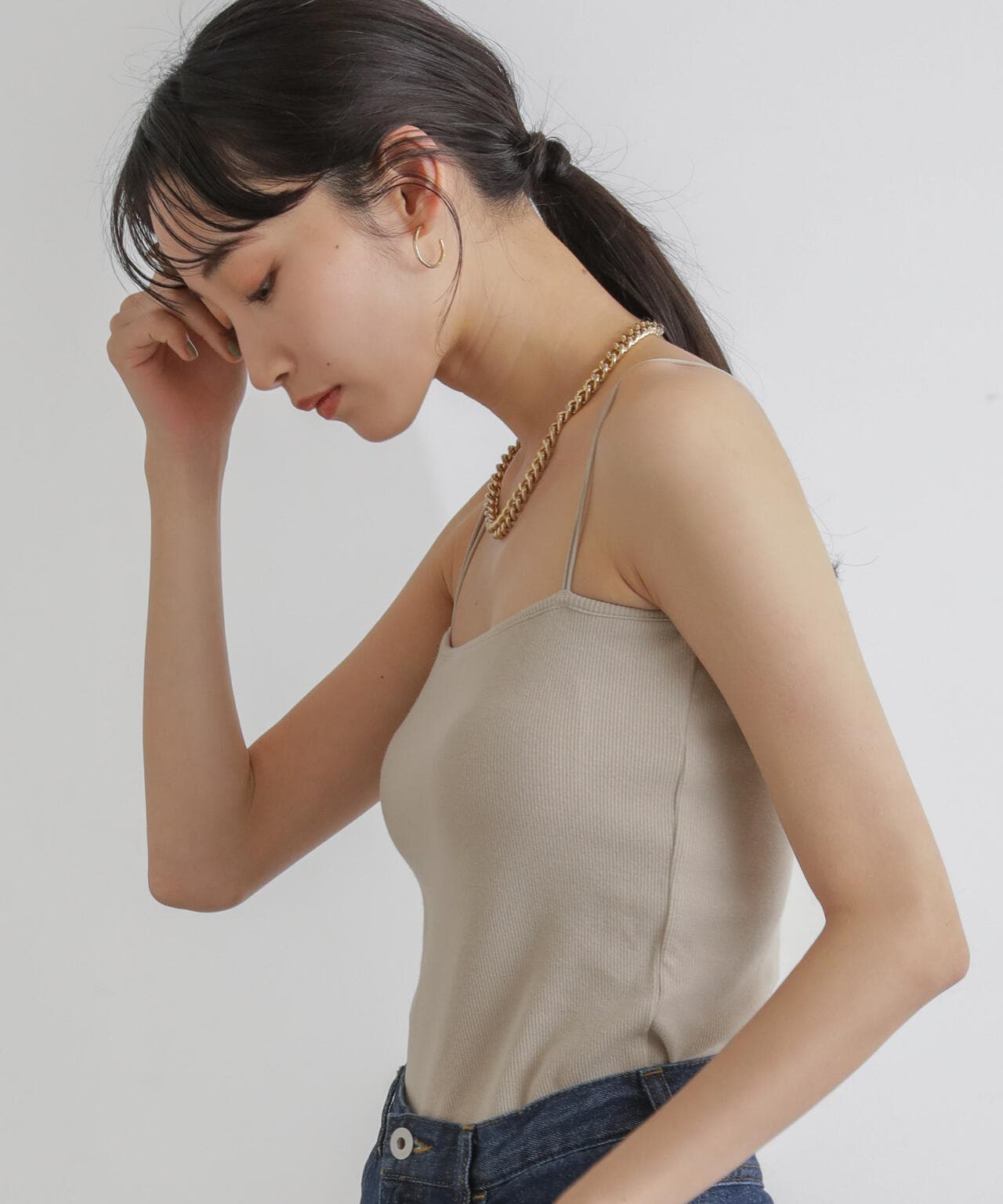 抗菌防臭リブカップ付きダブルストラップキャミソール 6734124303