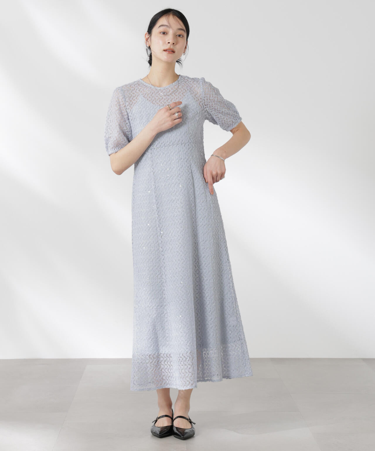 kaene/スパンコールレースドレス 6715119065