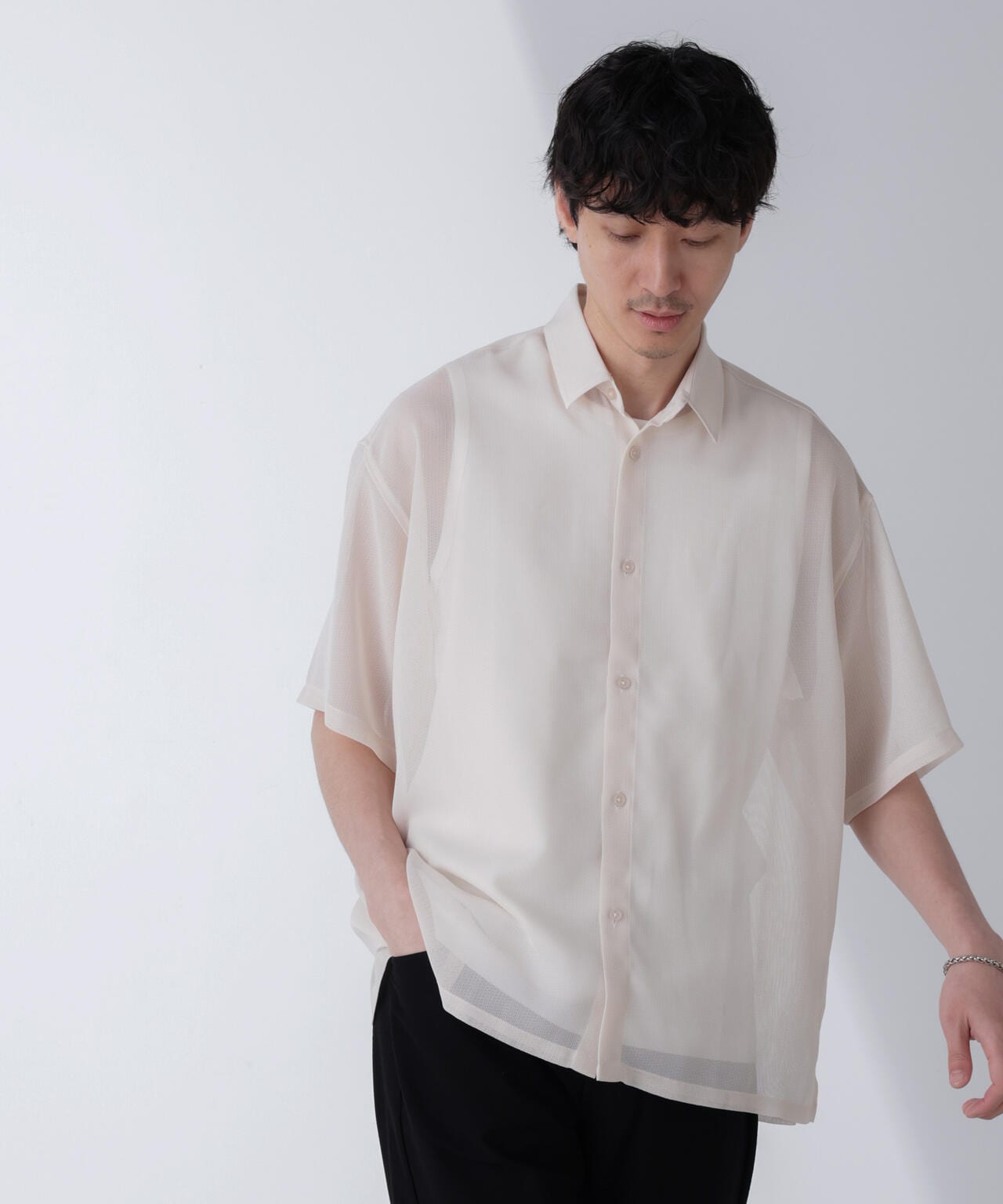 レギュラーカラーテックメッシュシャツ 半袖 6724121239