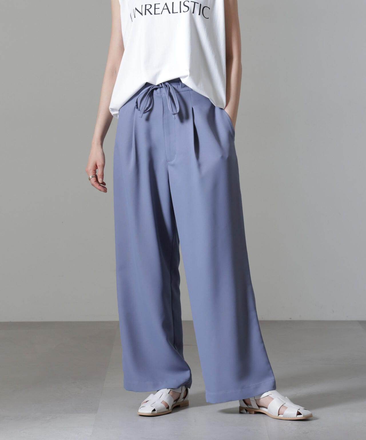 ウエストリボンベルトパンツ(セットアップ可) 