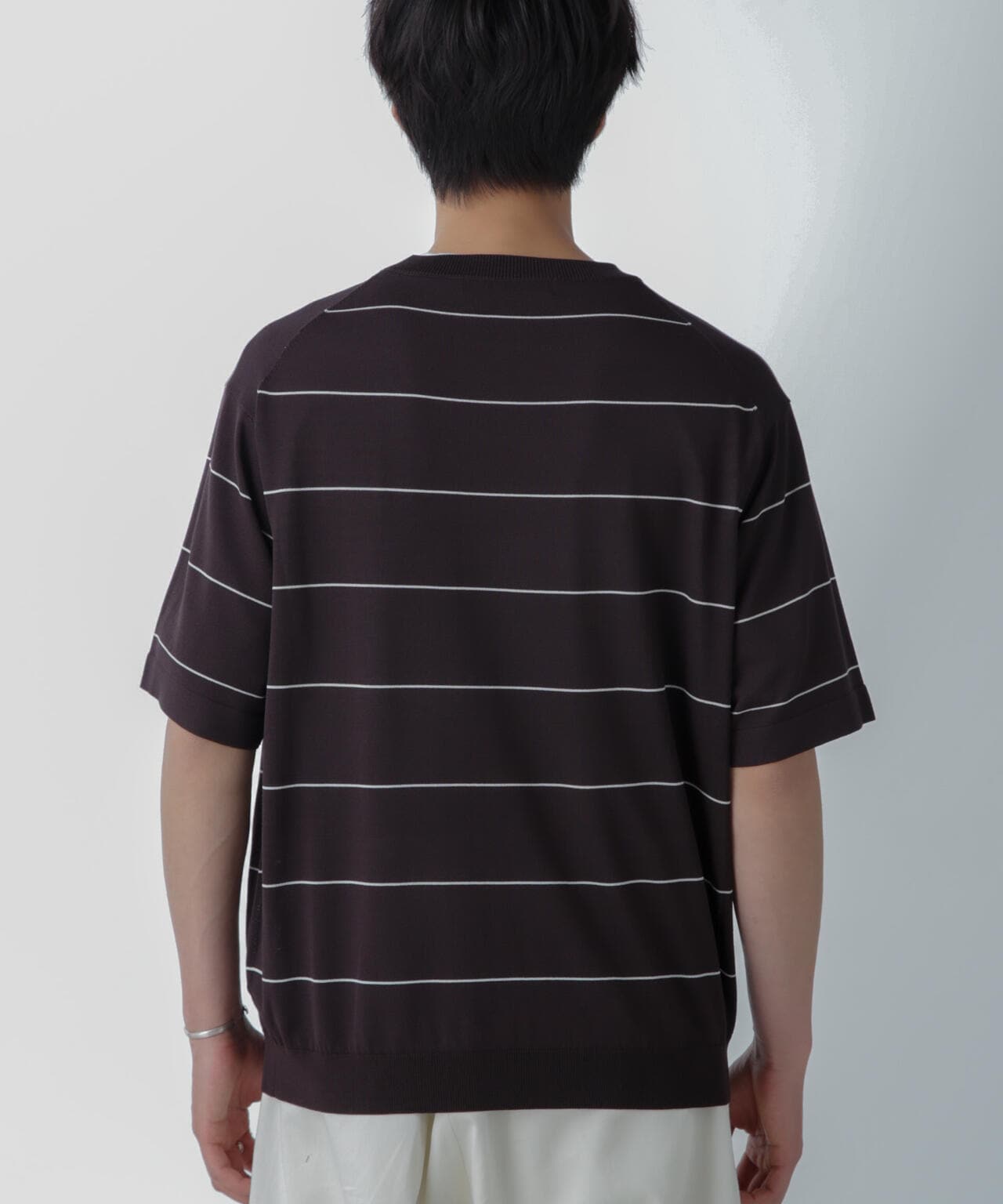ハイゲージ ピンボーダーニットTシャツ 6684122234
