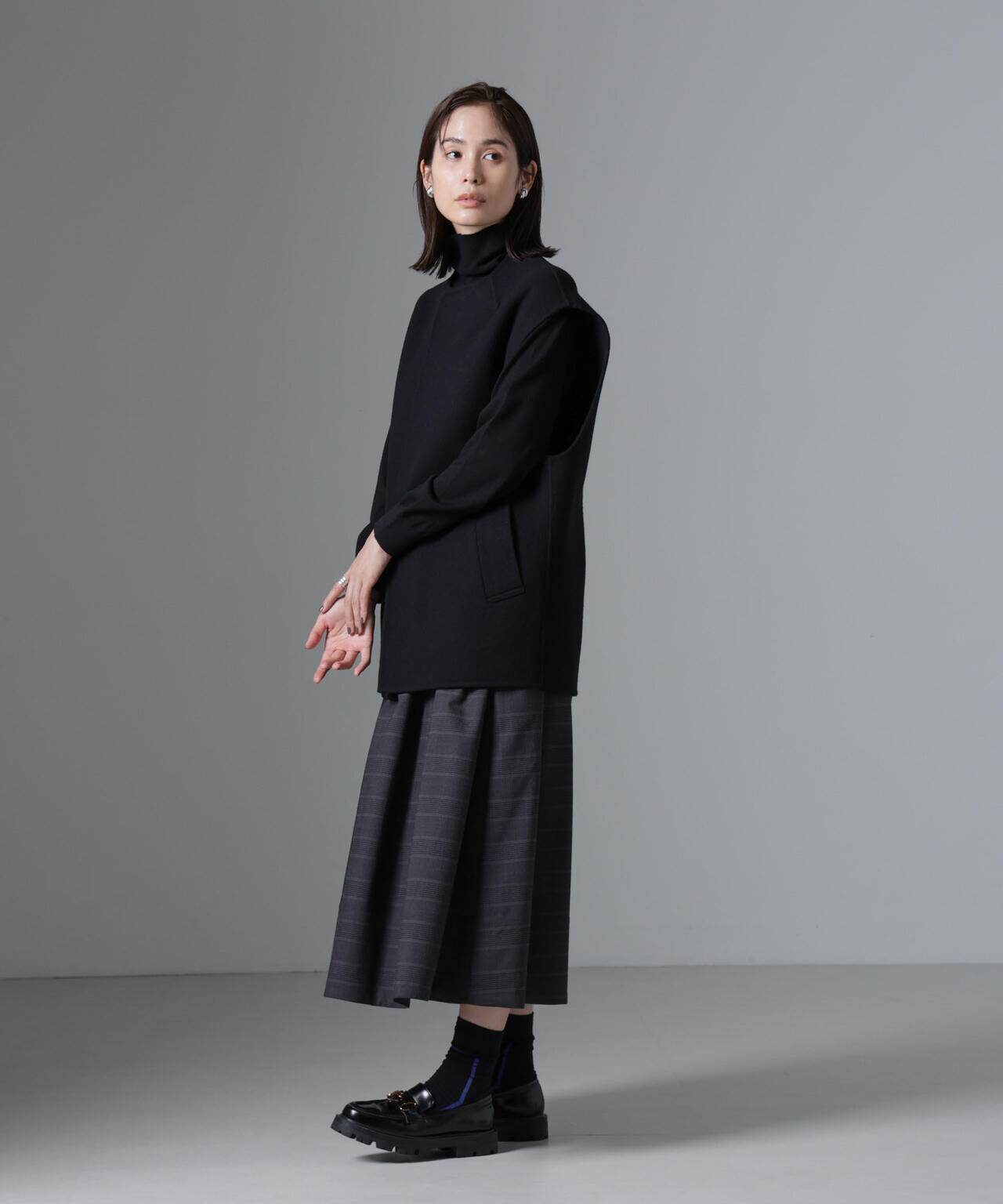グレンチェックタックスカート 6734230315