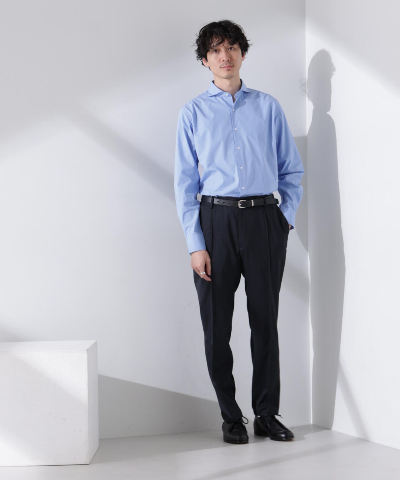 「N shirt」Anti Soaked(R) 汗染み防止ホリゾンタルカラーシャツ長袖 6685120202