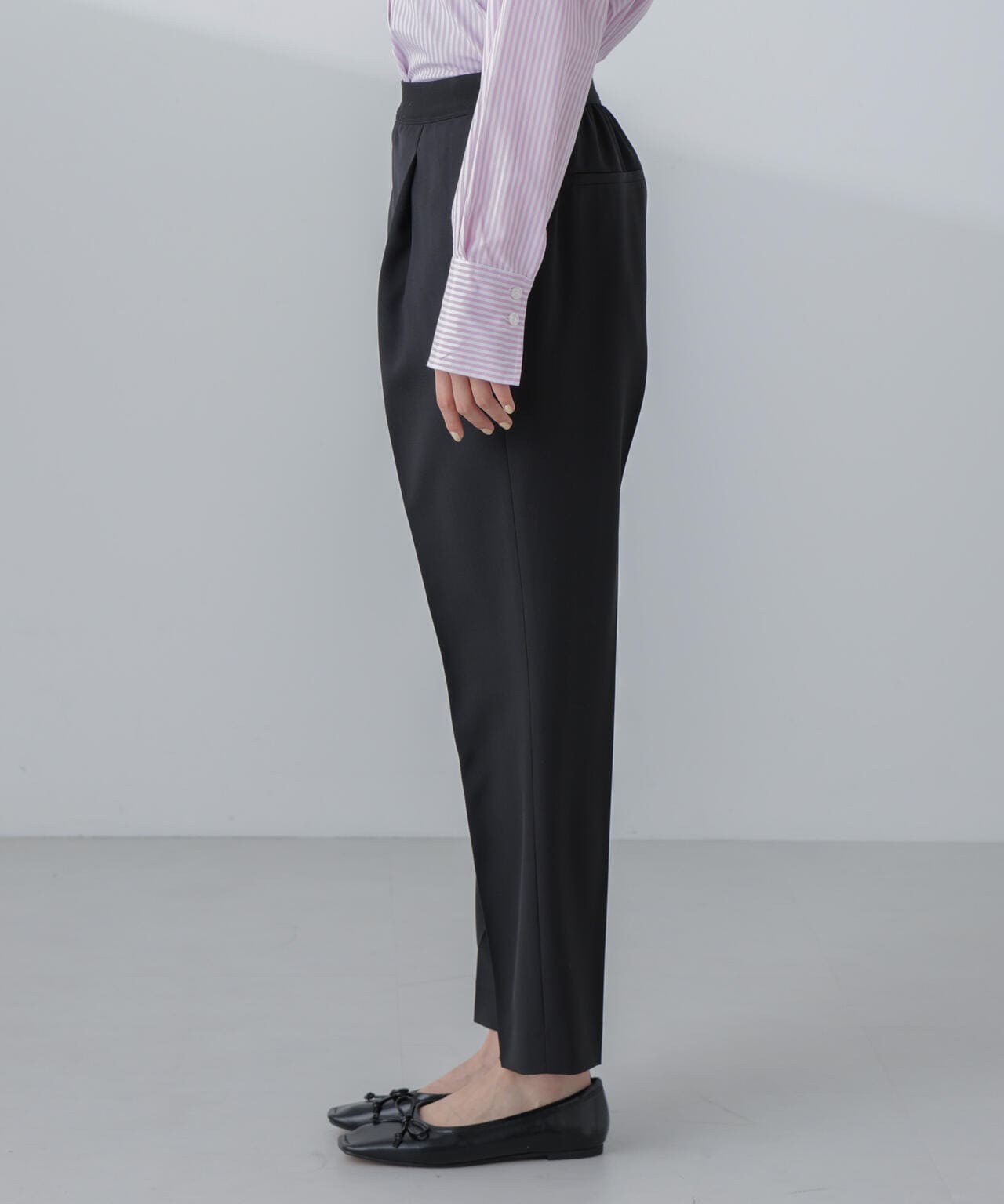 ウエストバインダーゴムテーパードストレッチパンツ 6734127309