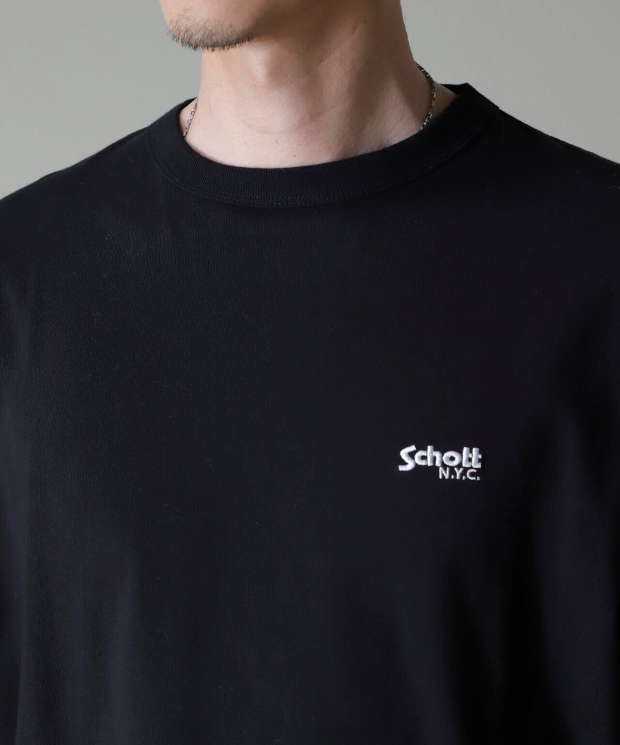 Schott/別注 "LEATHER PARTS" L/S TEE 6704223068
