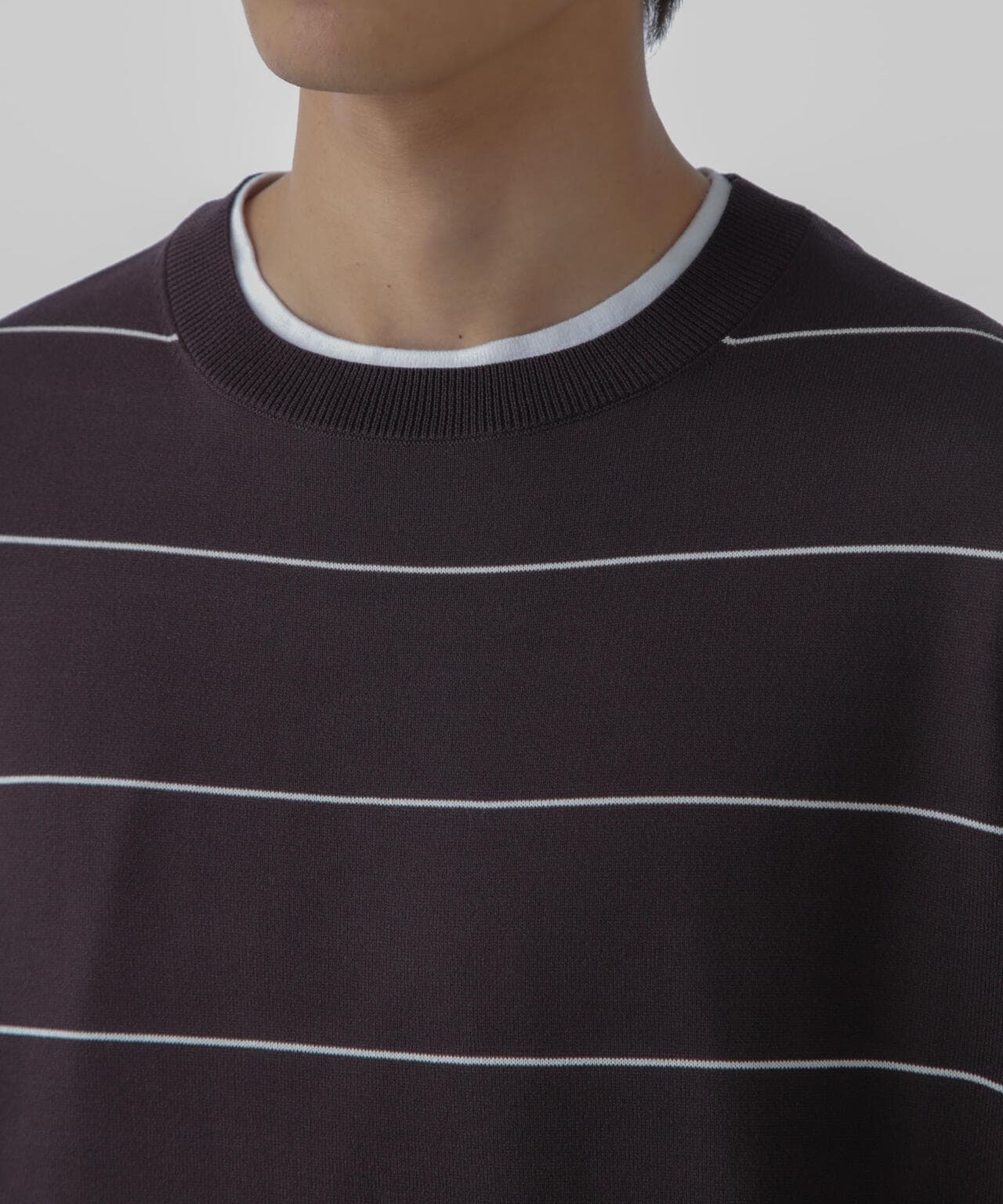 ハイゲージ ピンボーダーニットTシャツ 6684122234