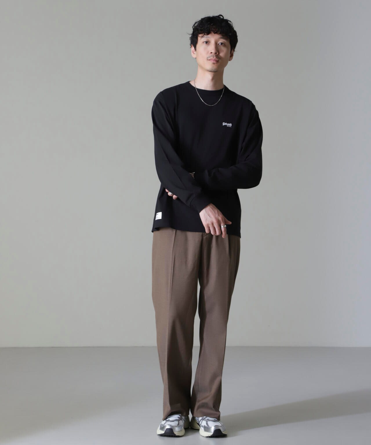 Schott/別注 "LEATHER PARTS" L/S TEE 6704223068