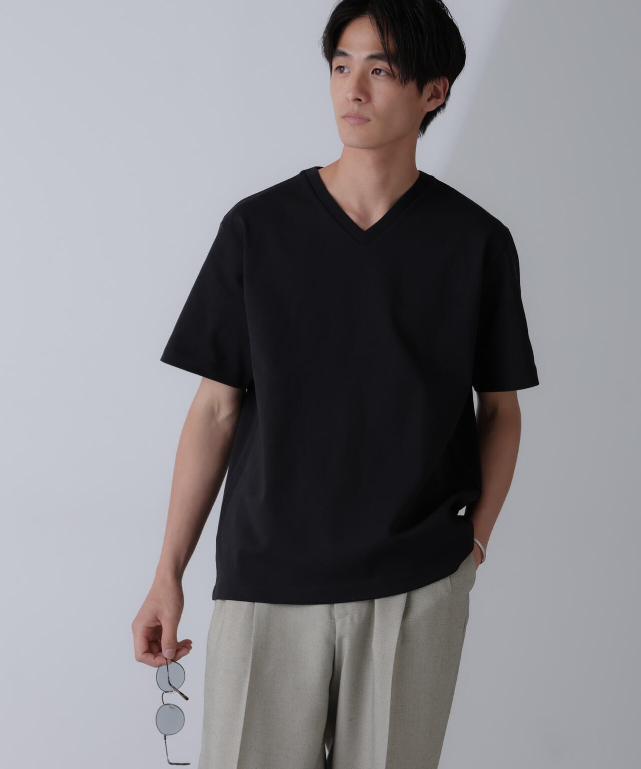 ダブルスムースVネックTシャツ 半袖 6724124232