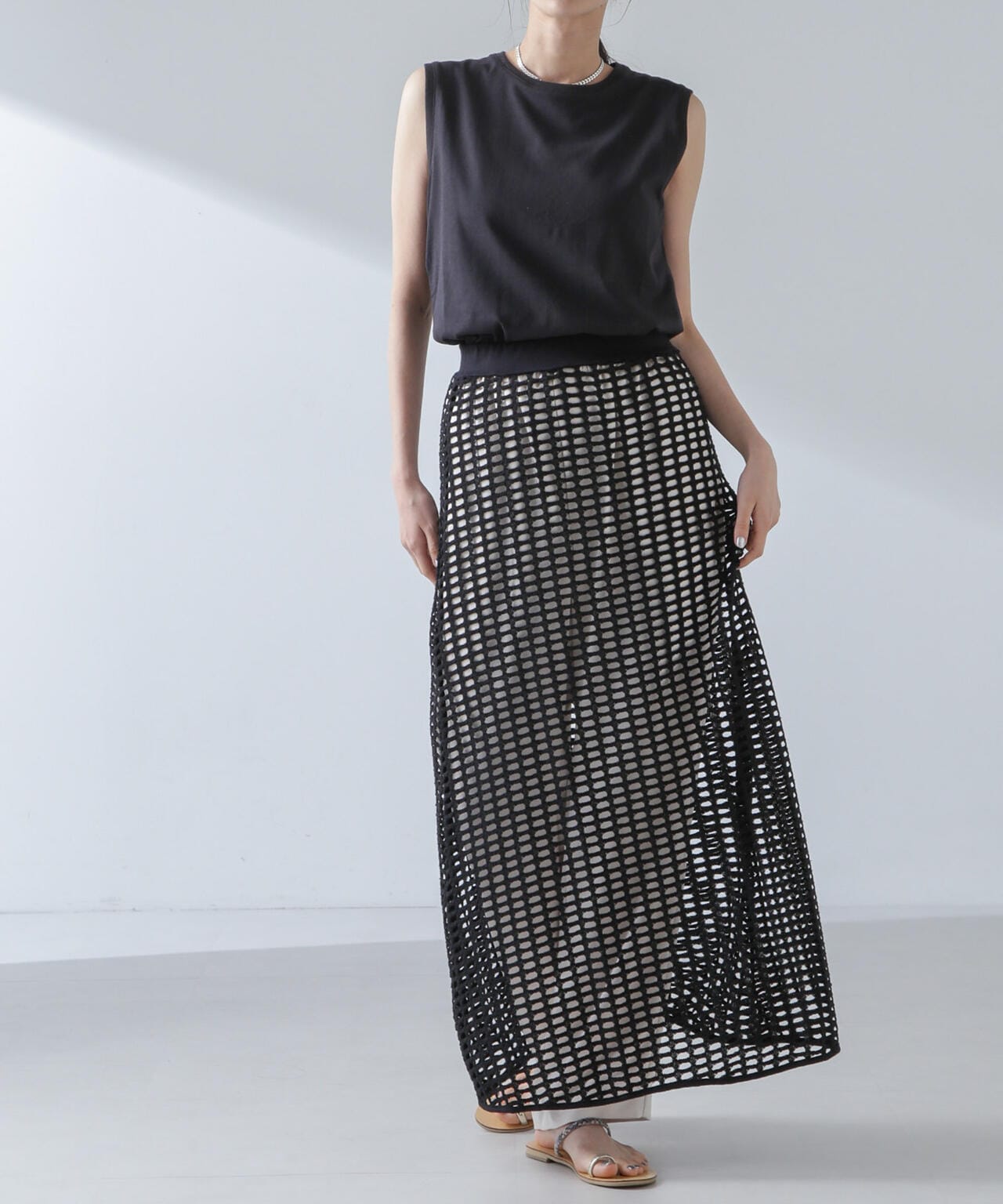 RITA ROW/Crochet straight long skirt