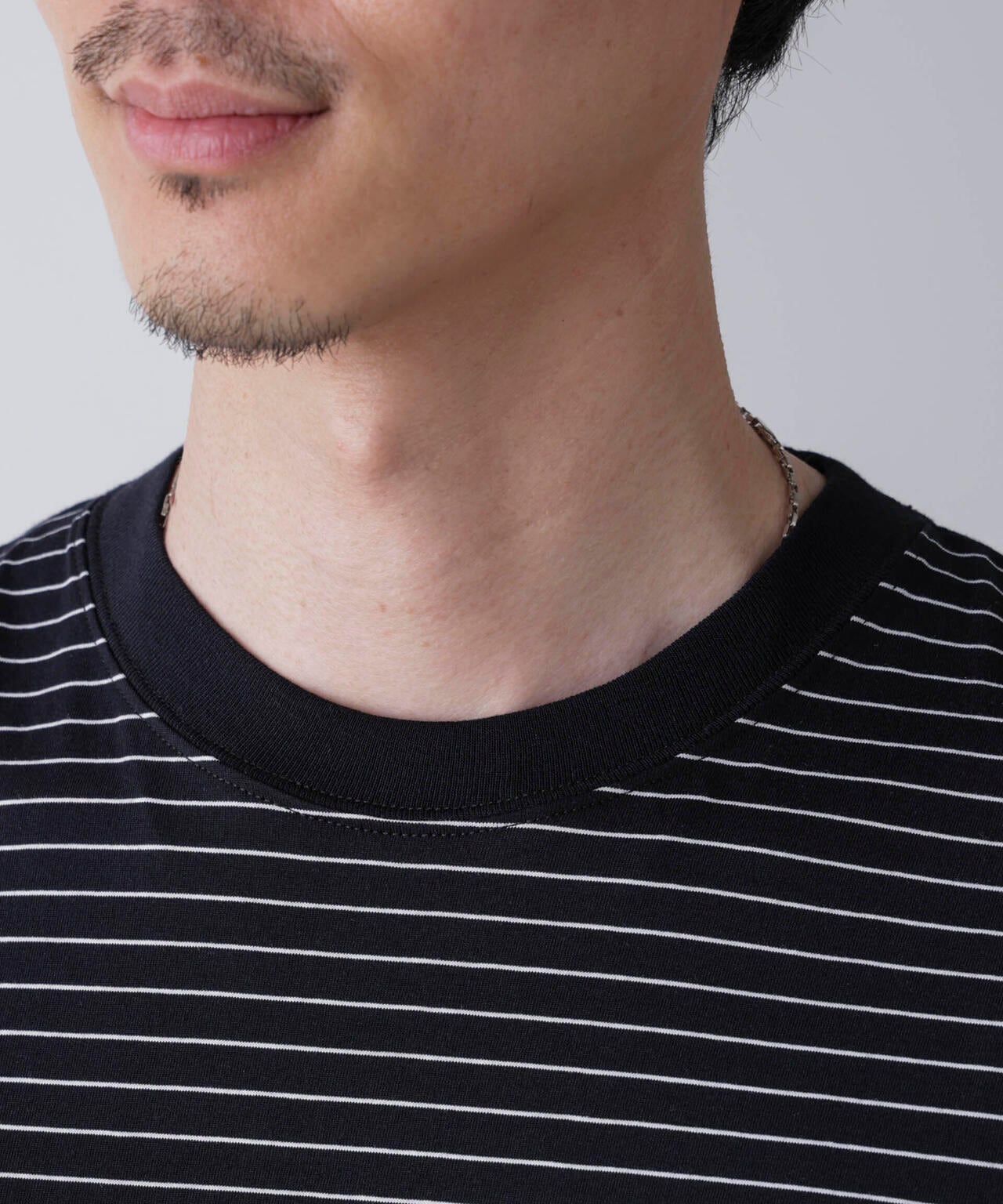 ピンボーダーバイオシルケットクルーネックTシャツ 6684224210