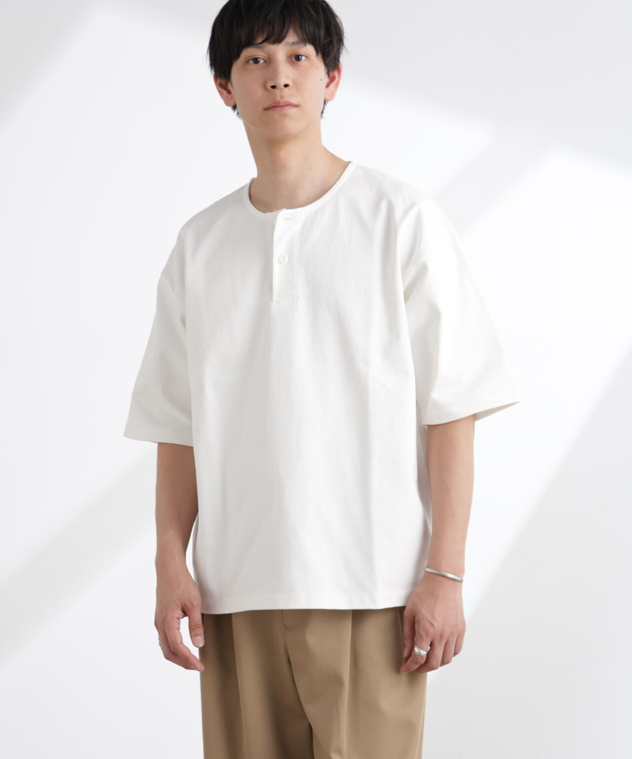 ヘビーオンスワイドヘンリーネックTシャツ 半袖 6725124227