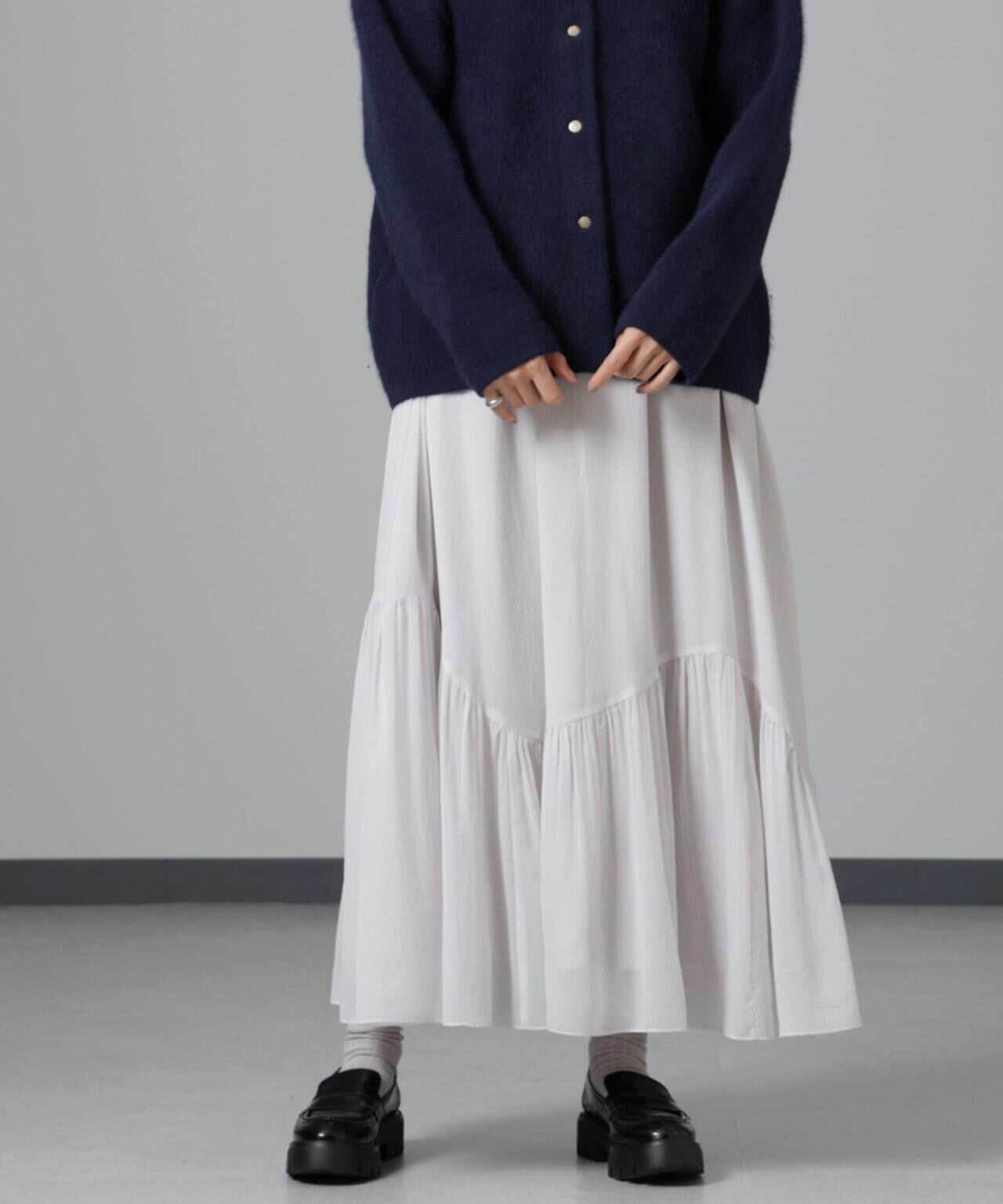 アシメティアードシフォンギャザースカート 6694230325
