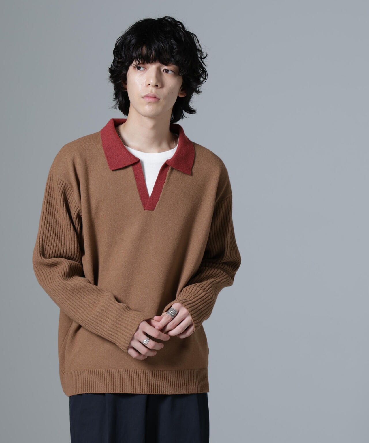 WEB限定/バイカラースキッパーニット 6724222229