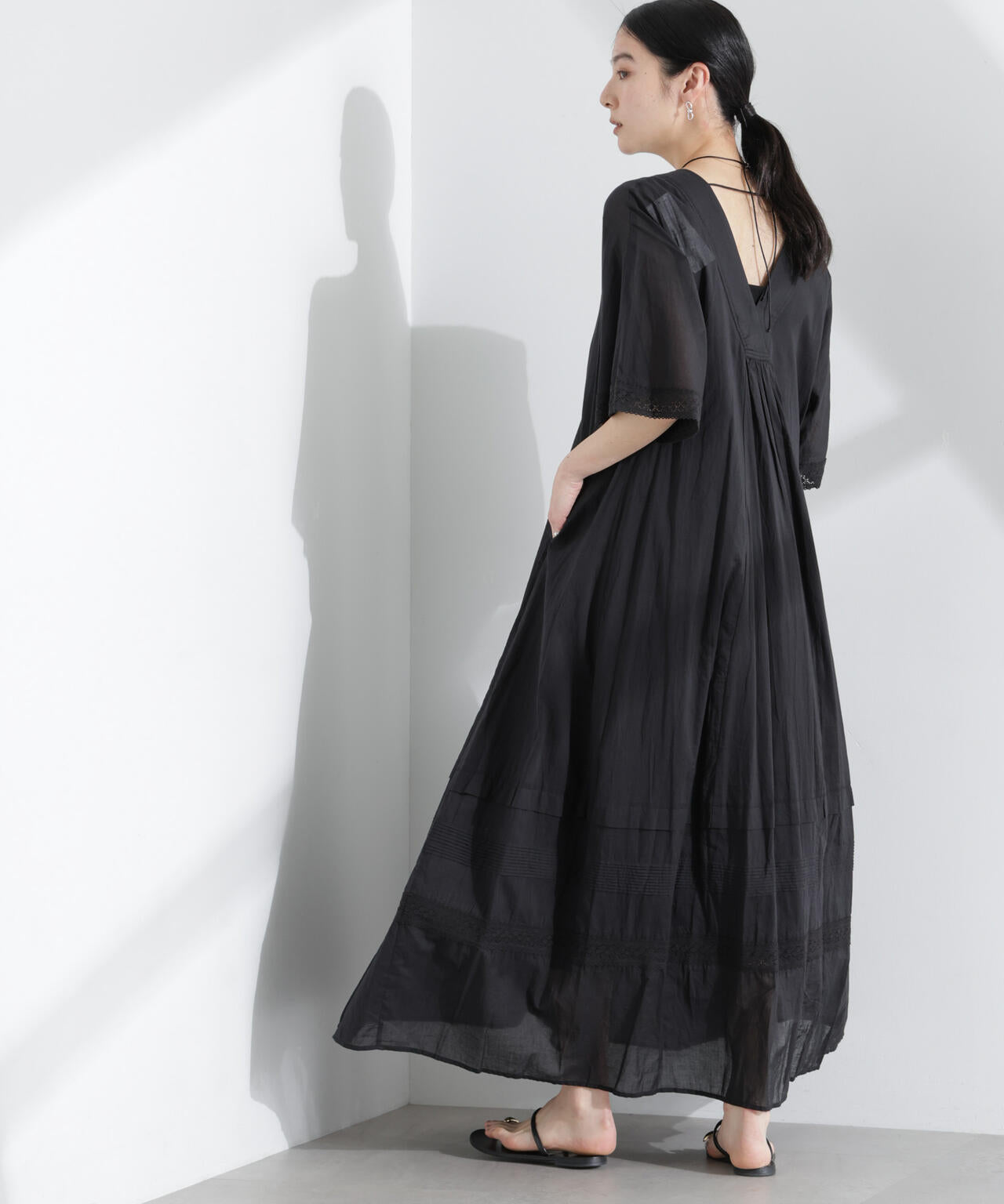 Sara mallika/COTTON VOILE LACE PINTUCKDRESS 6715119053
