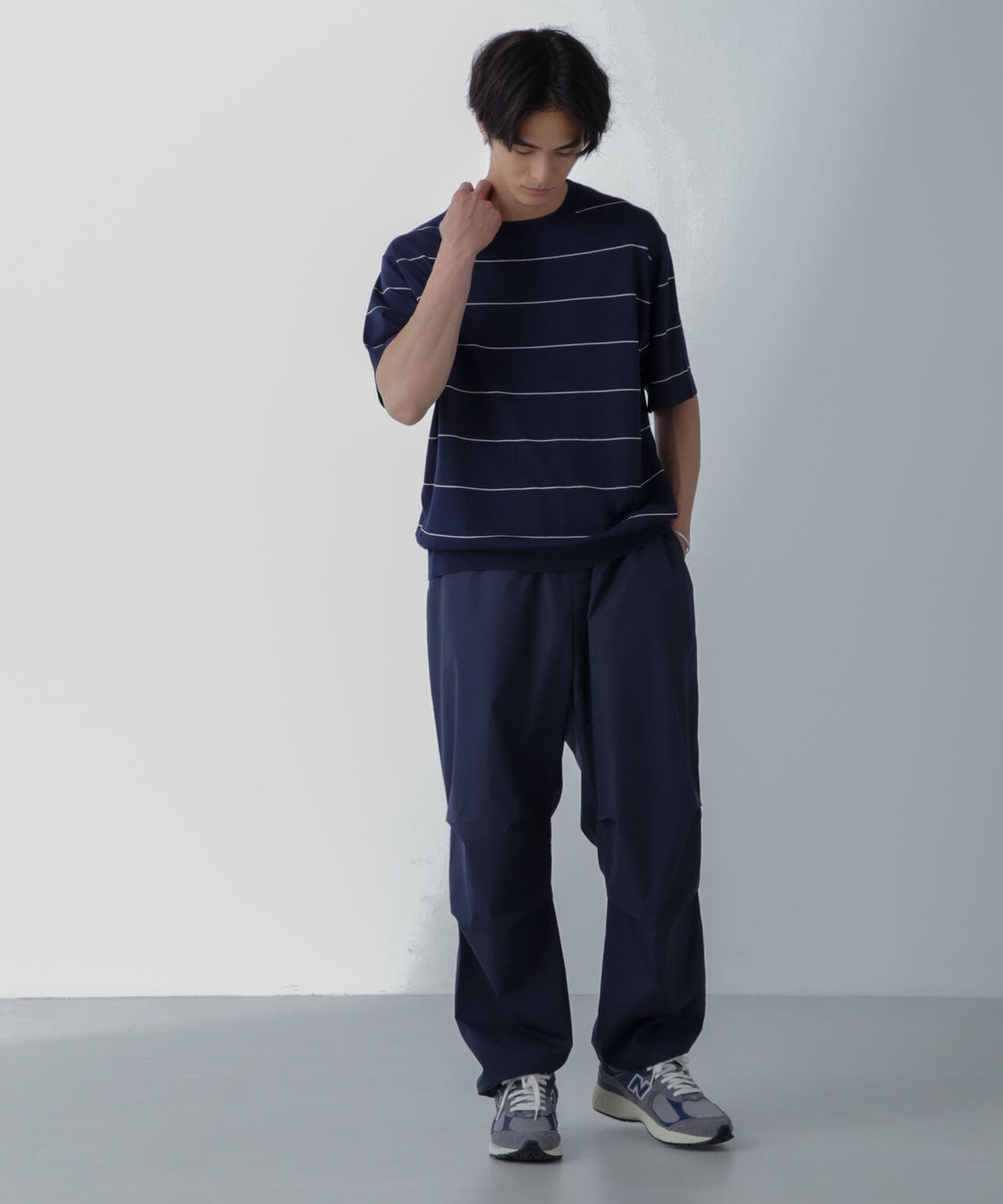 ハイゲージ ピンボーダーニットTシャツ 6684122234