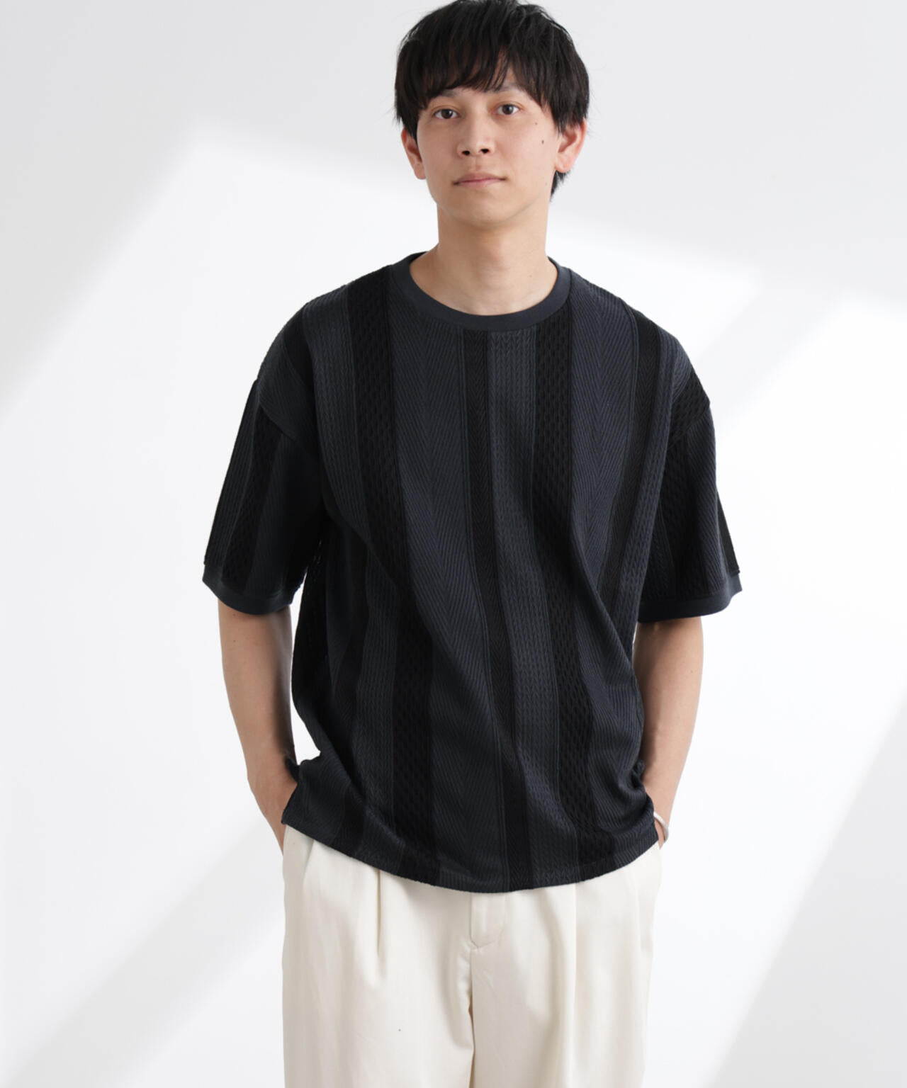 ストライプジャガードTシャツ 半袖 6725124221