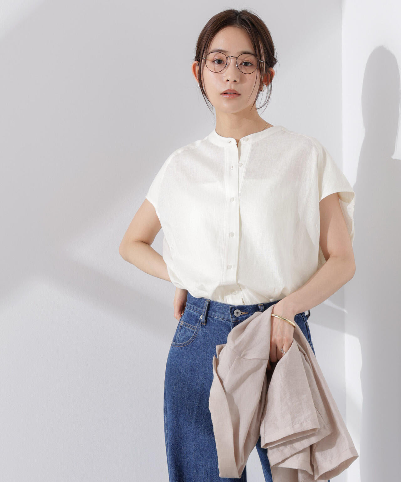 Anti Smell Linen フレンチスリーブシャツ 6735121302