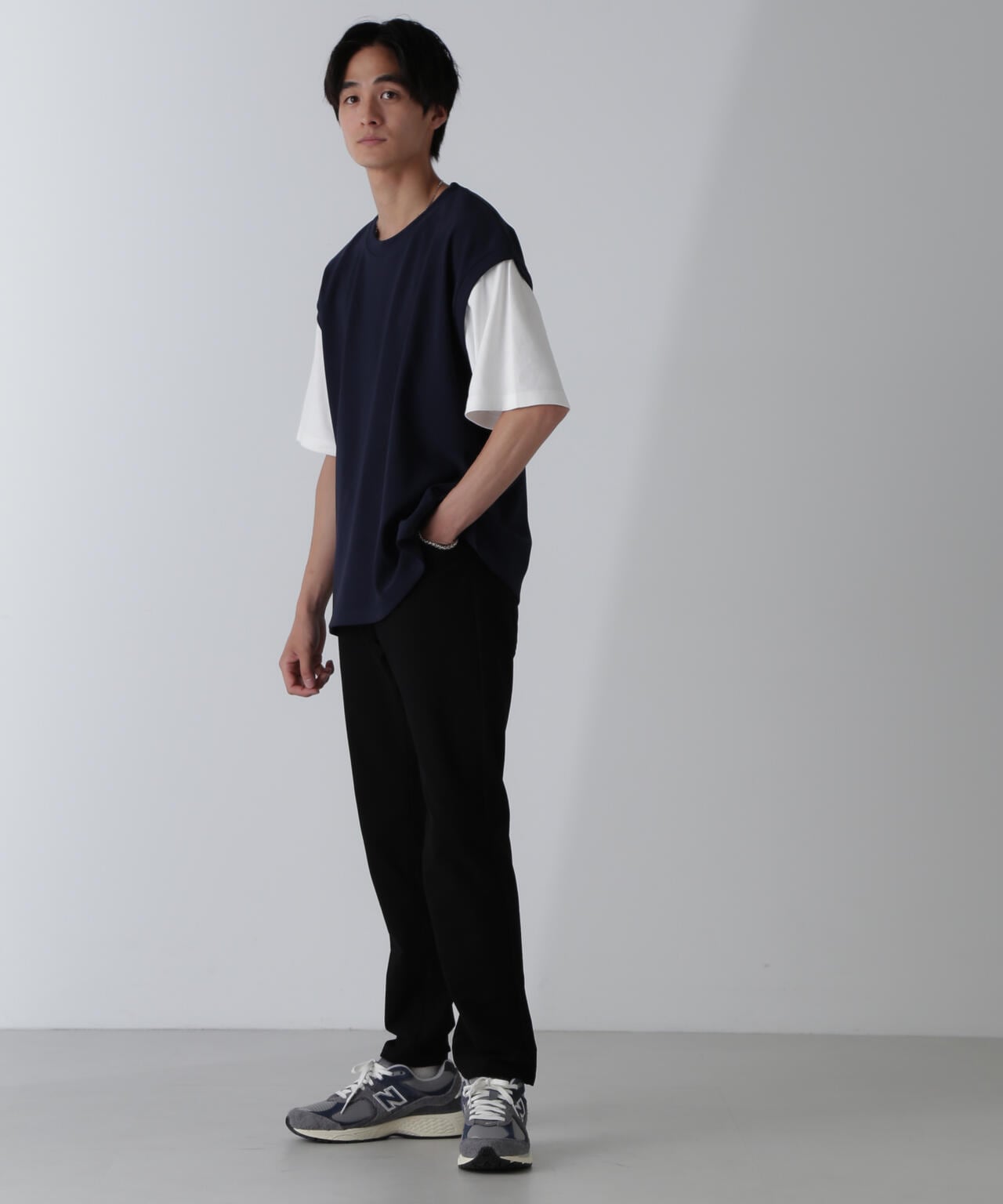 フェイクレイヤードリラックスTシャツ 半袖 6724224224