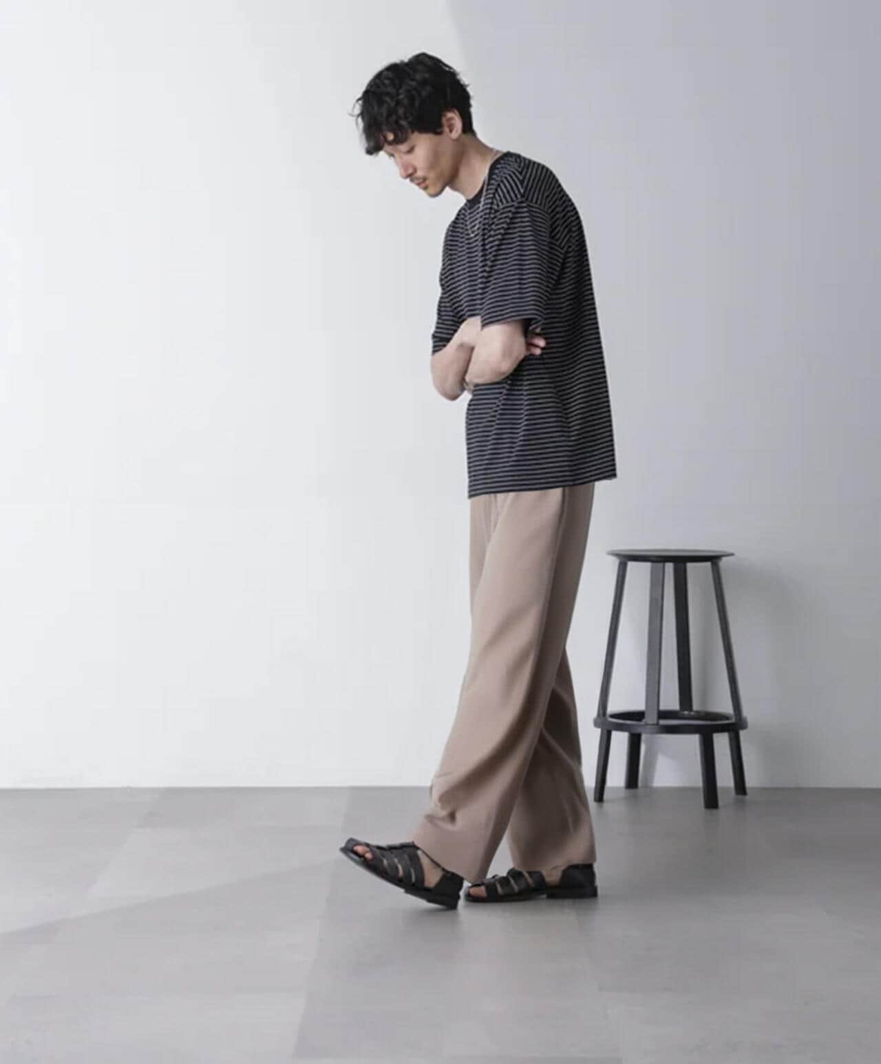 ピンボーダーバイオシルケットクルーネックTシャツ 6684224210