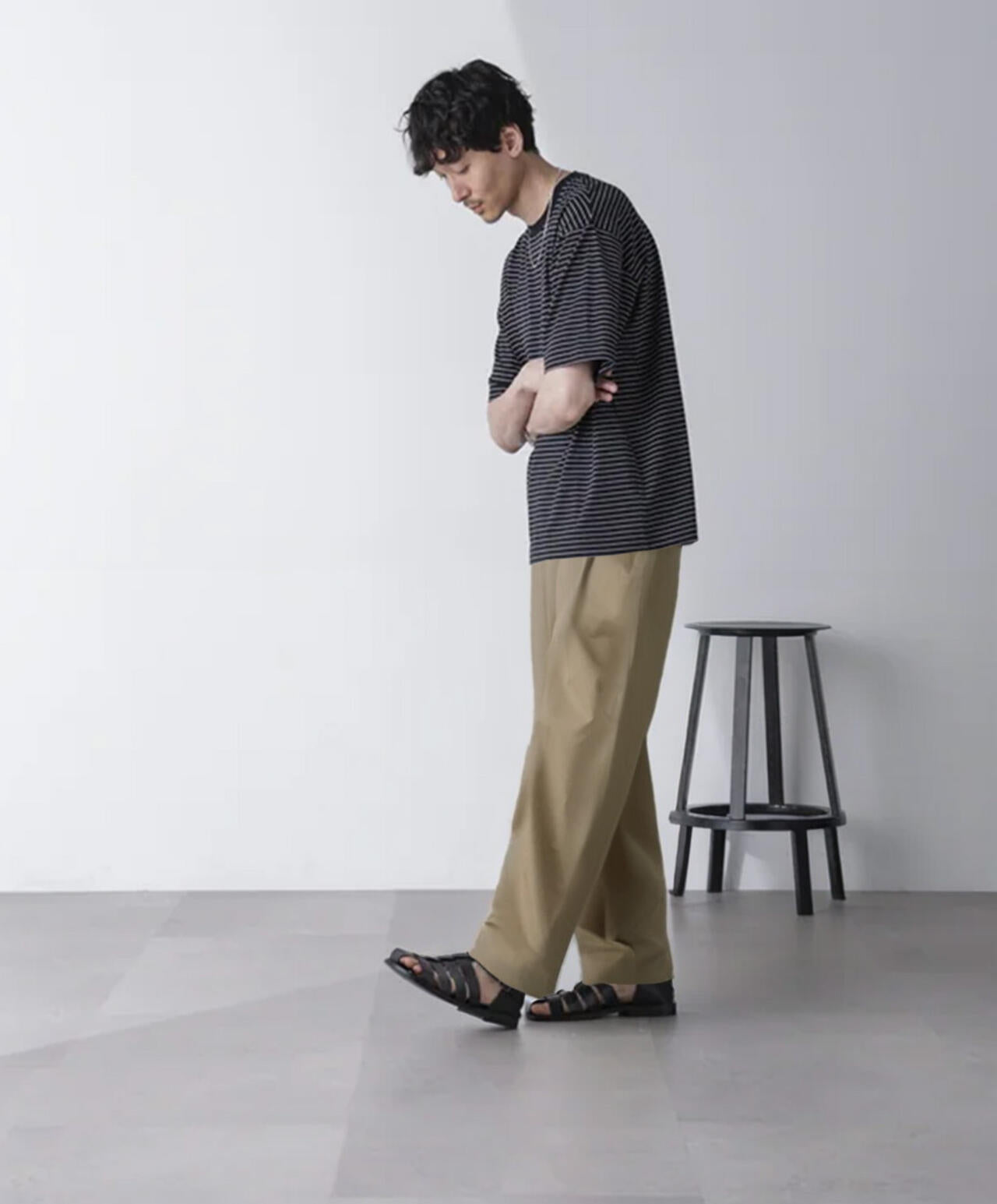 ピンボーダーバイオシルケットクルーネックTシャツ 6684224210