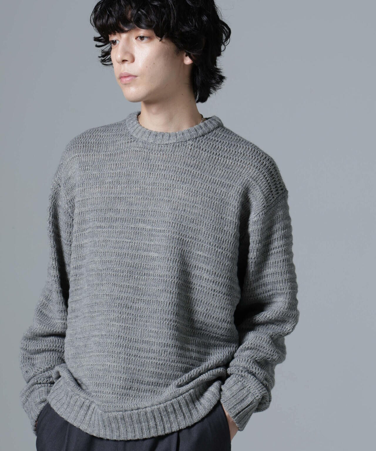 WEB限定/模様編みクルーネックニット 6724222218