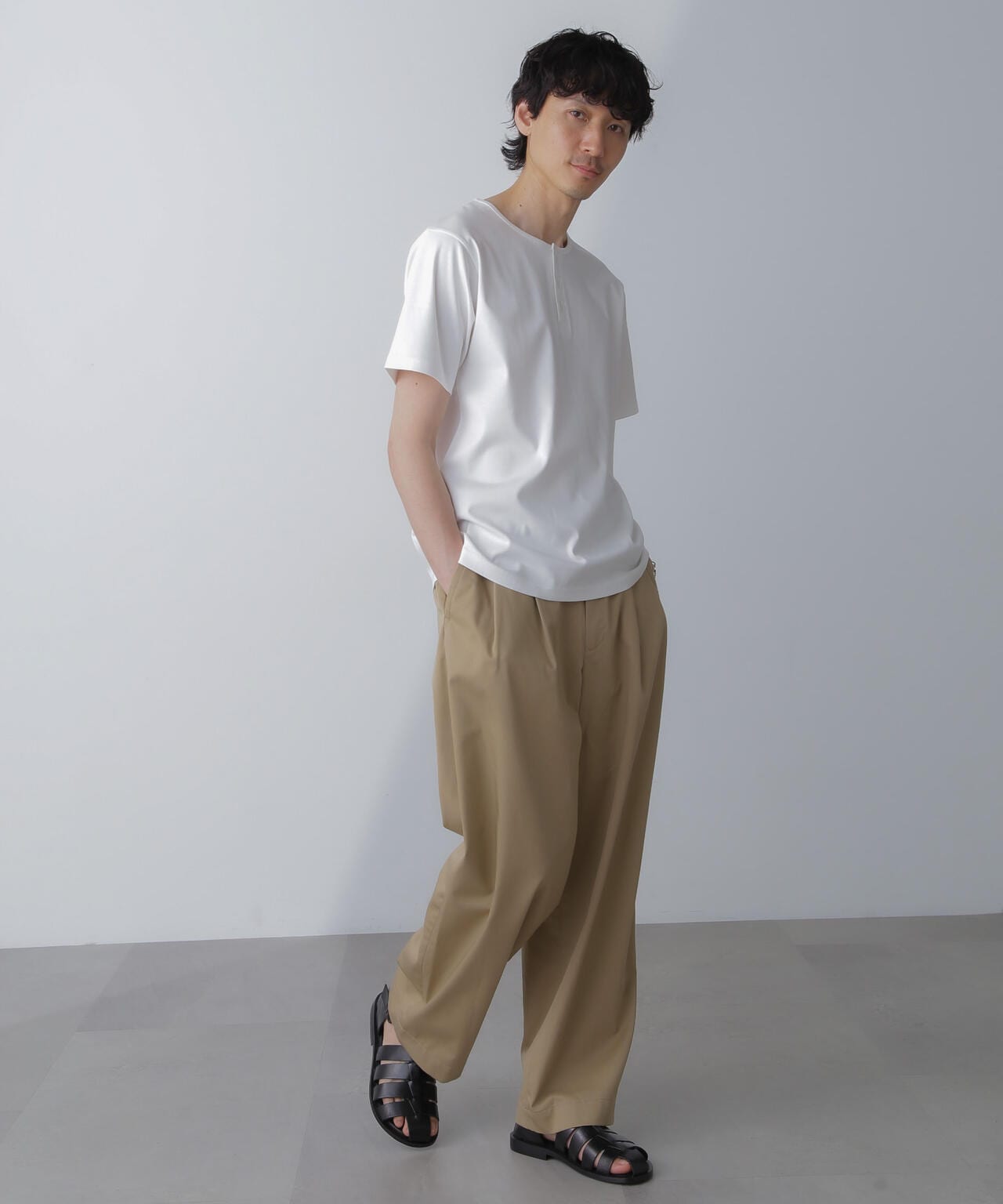 WEB限定/アンチスメル ヘンリーネックTシャツ 半袖 6724124227