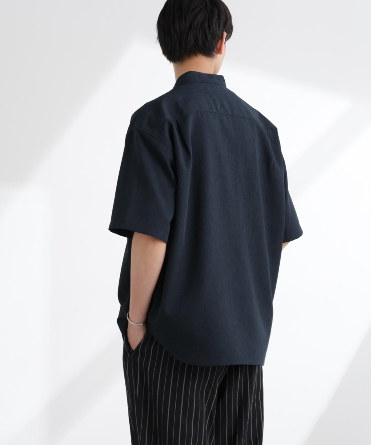 テックリネンバンドカラープルオーバーシャツ 半袖 6725121220